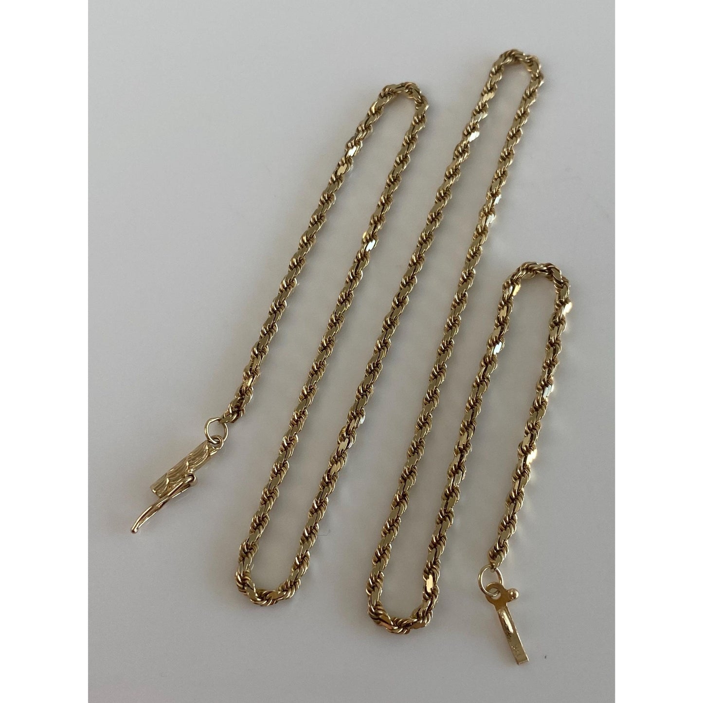 Vintage Solid 14k Yellow Gold Rope Chain Necklace - 16.5 inches