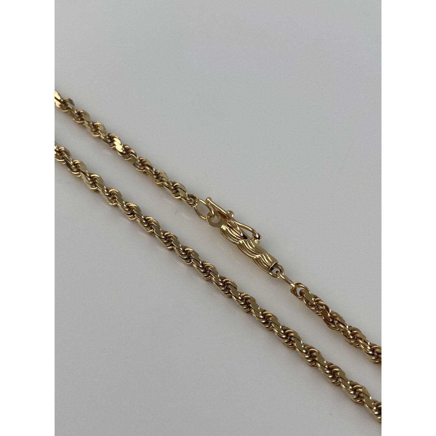 Vintage Solid 14k Yellow Gold Rope Chain Necklace - 16.5 inches