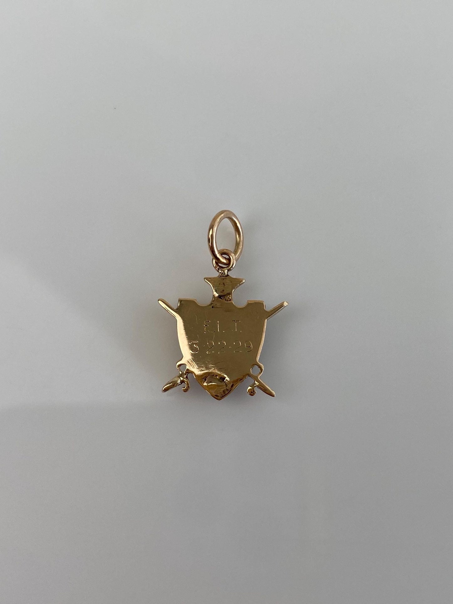 Vintage Solid 10k Yellow Gold Black Enamel Seed Pearls Fraternity Charm