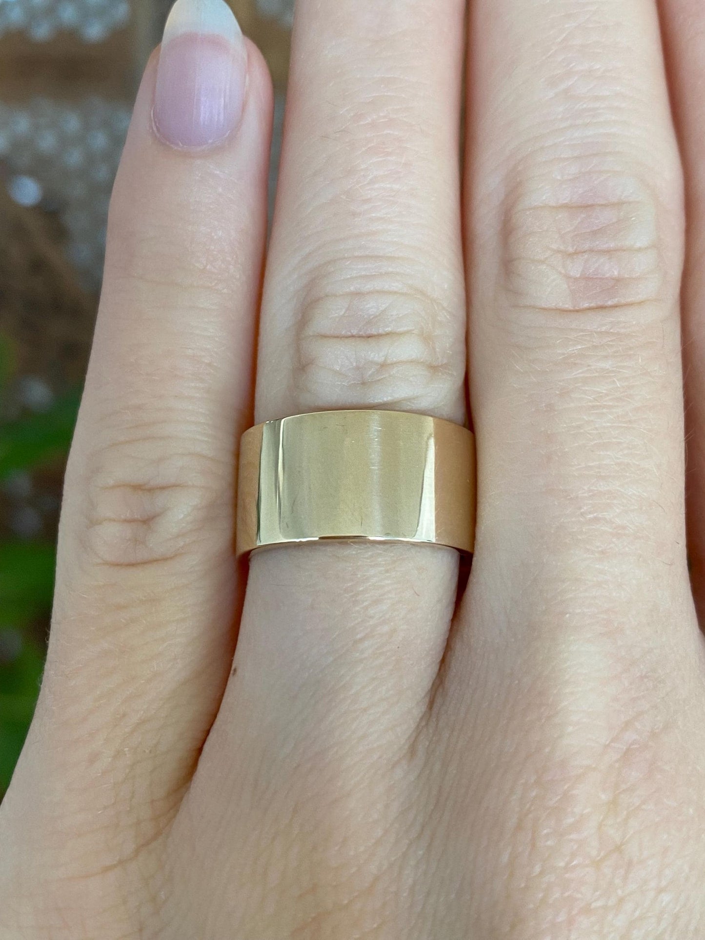 Vintage Solid 14k Yellow Gold Wide Straight Edge Ring Band - Size 6.25