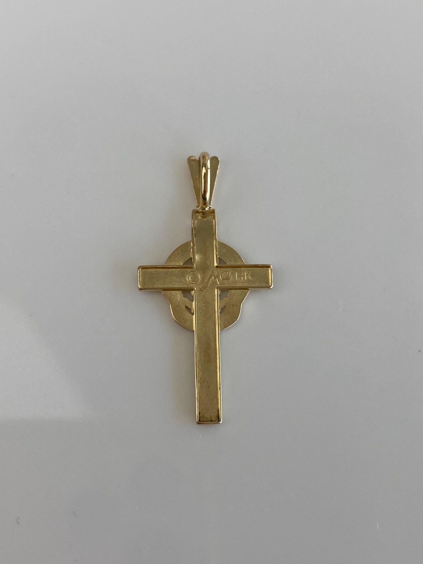 Vintage Solid 14k Yellow Gold Claddaugh Cross Charm