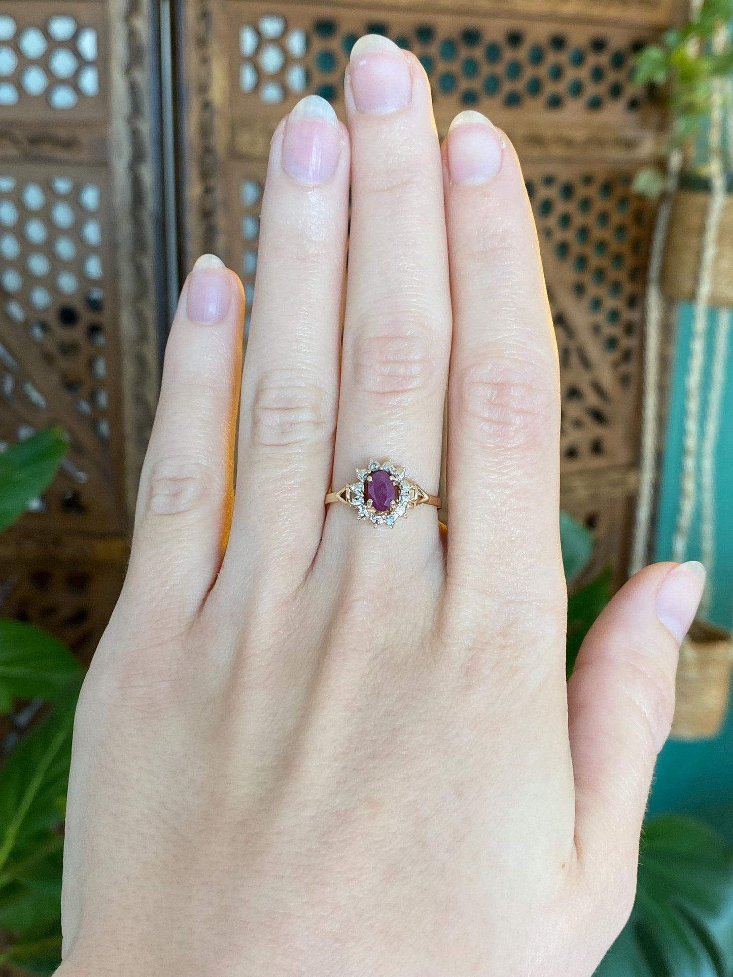 Vintage Solid 14k White & Yellow Gold Ruby Ring - Size 6.75