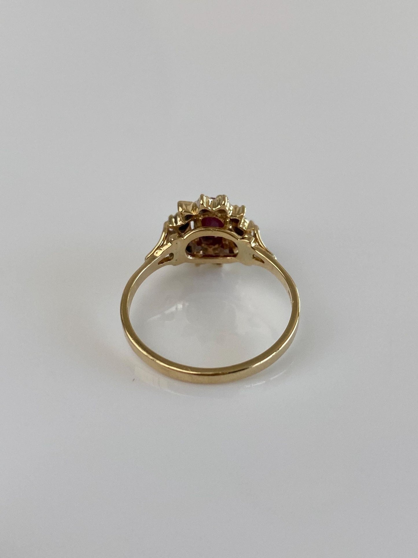 Vintage Solid 14k White & Yellow Gold Ruby Ring - Size 6.75