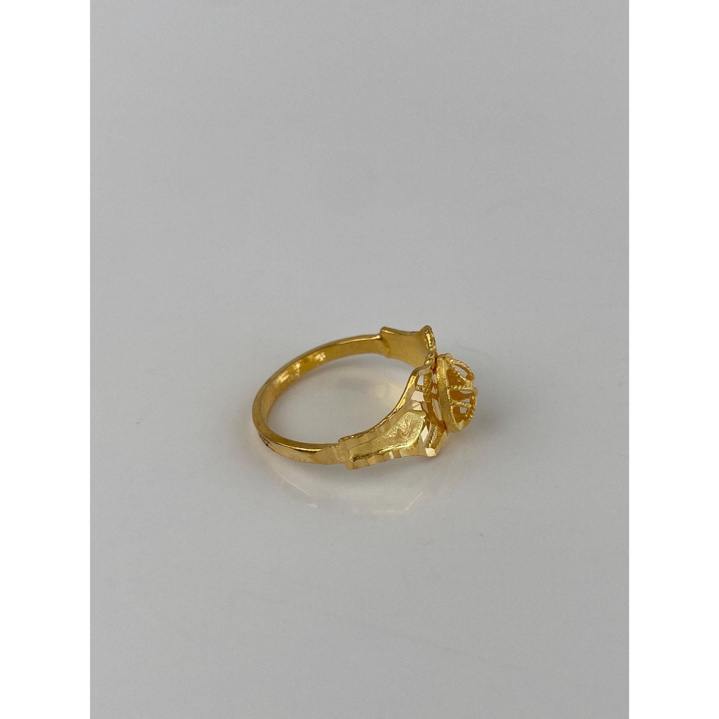 Solid 21k Yellow Gold Slim Diamond Cut Ring - Size 6.75