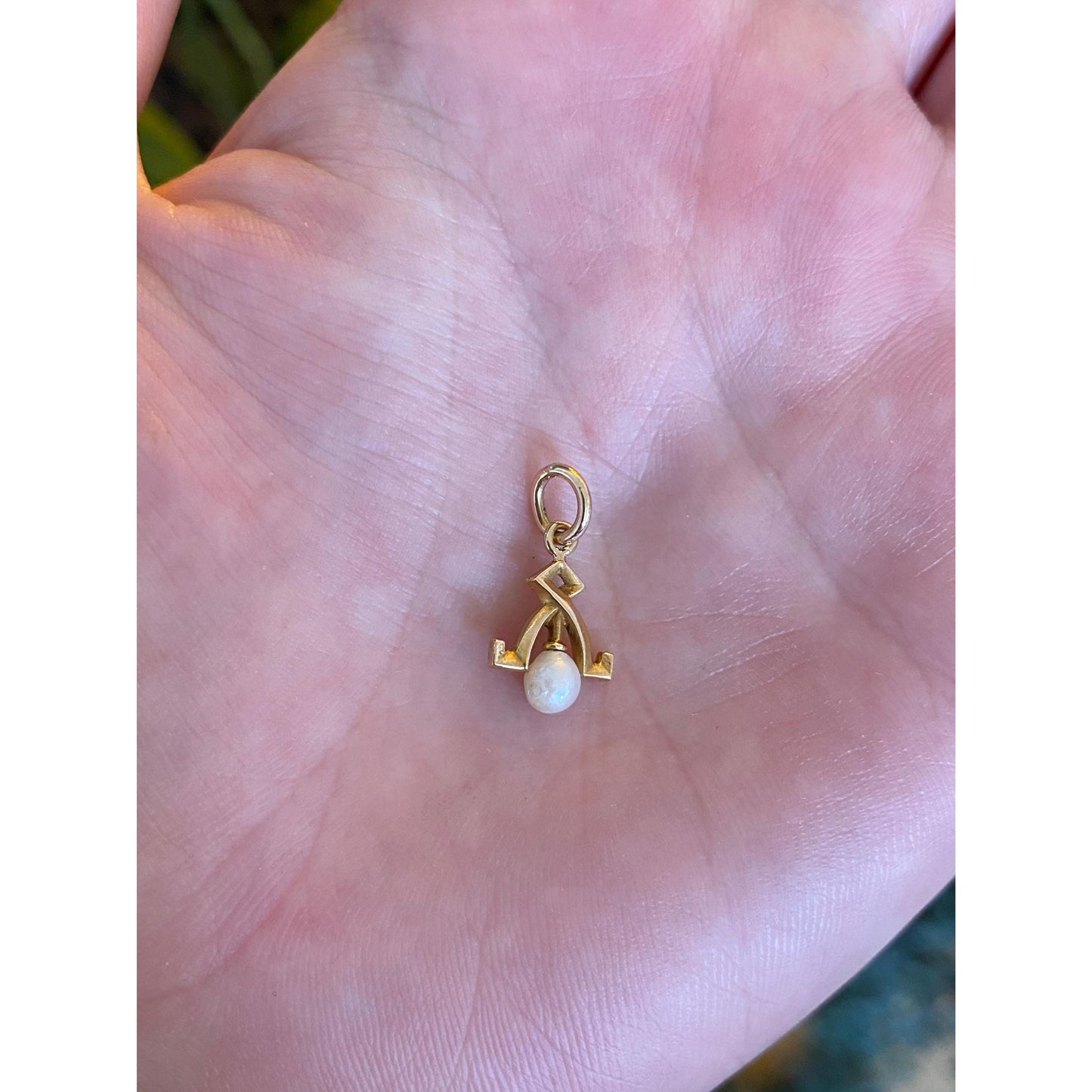 Vintage Solid 14k Yellow Gold Pearl Stick Pin Conversion Charm