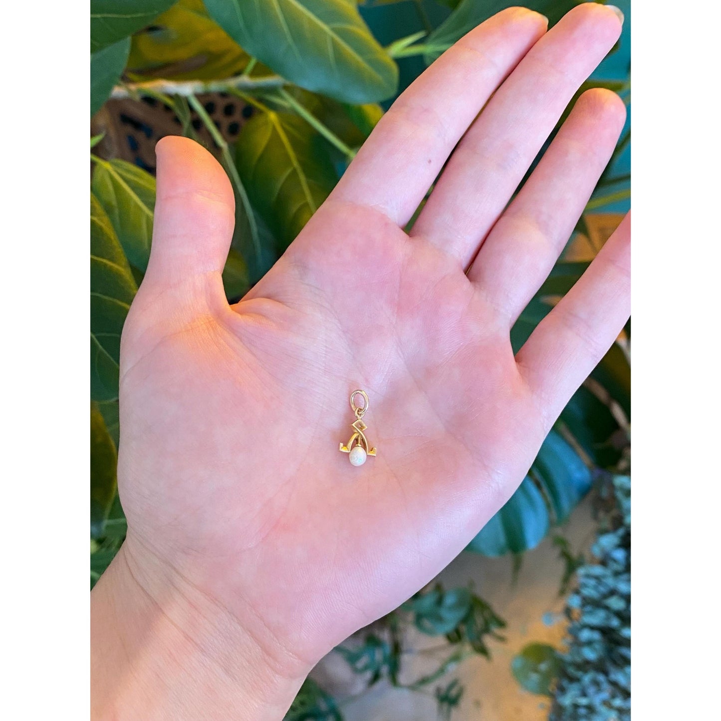 Vintage Solid 14k Yellow Gold Pearl Stick Pin Conversion Charm