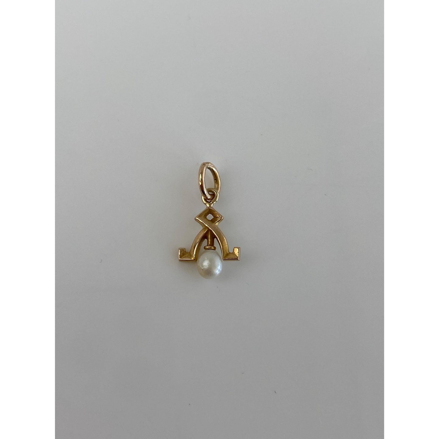 Vintage Solid 14k Yellow Gold Pearl Stick Pin Conversion Charm