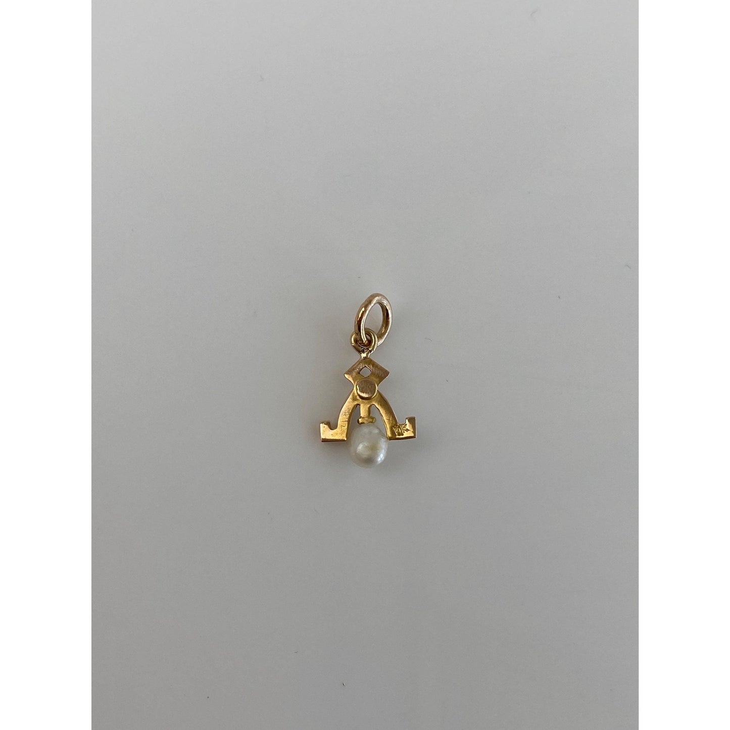 Vintage Solid 14k Yellow Gold Pearl Stick Pin Conversion Charm