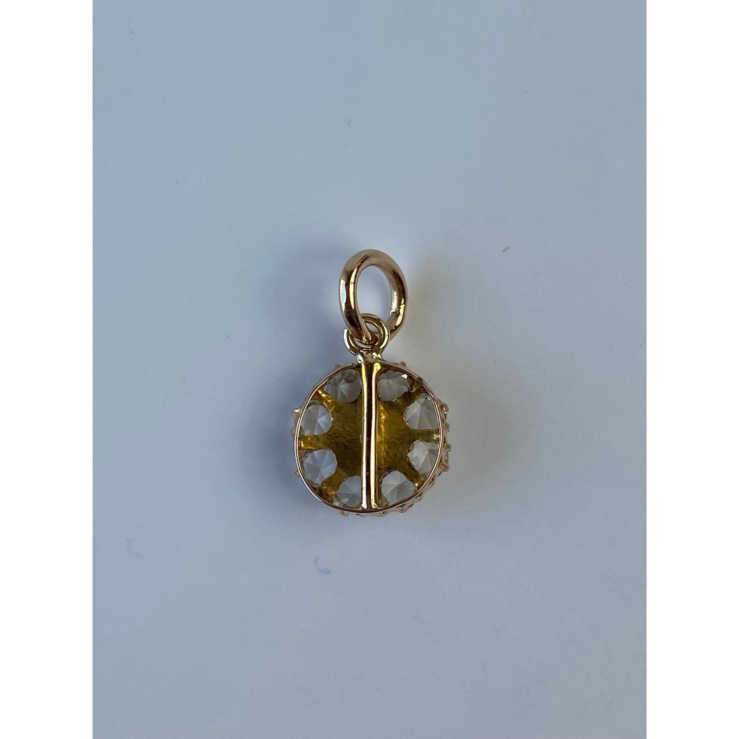 Vintage Solid 10k Yellow Gold Cubic Zirconia Halo Pearl Charm