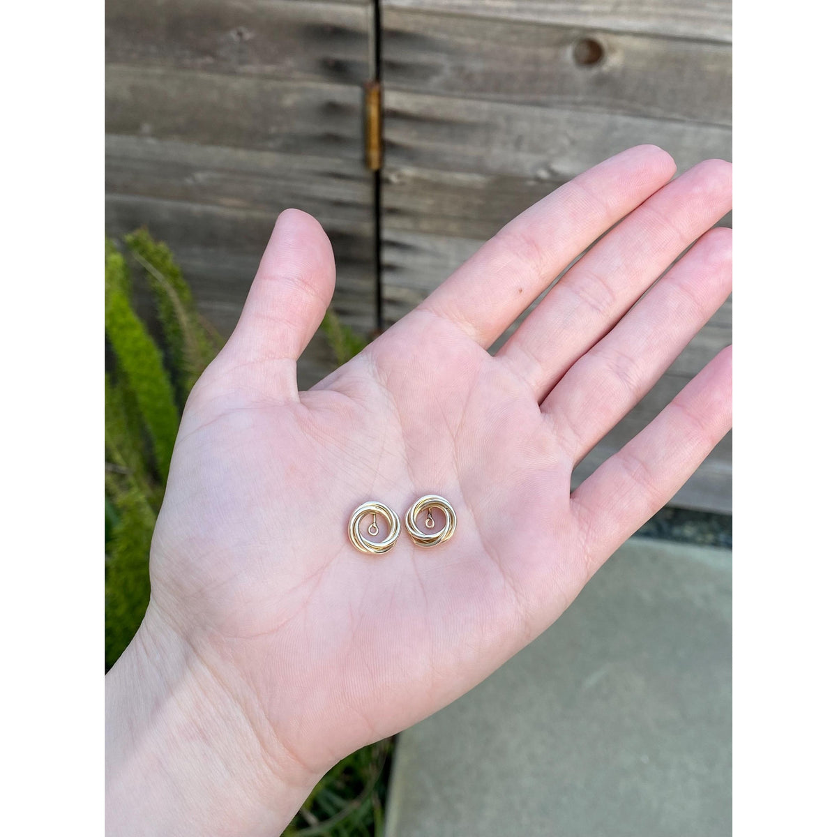 Vintage 14k Yellow Gold Layered Circle Earring Jackets