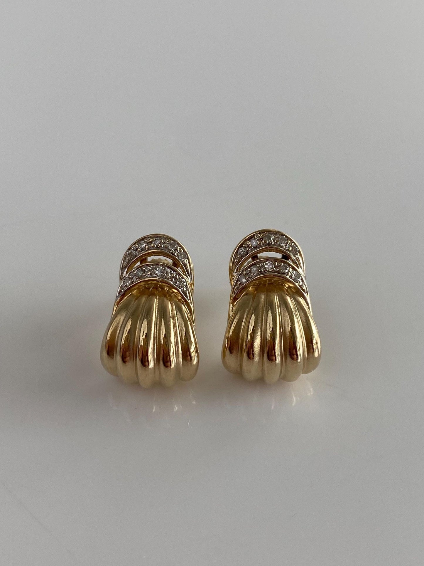 Vintage Solid 14k Yellow Gold Diamond Drop Earrings