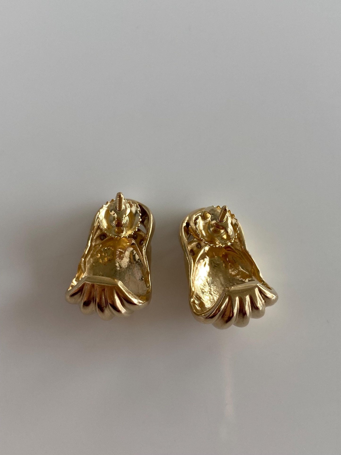 Vintage Solid 14k Yellow Gold Diamond Drop Earrings