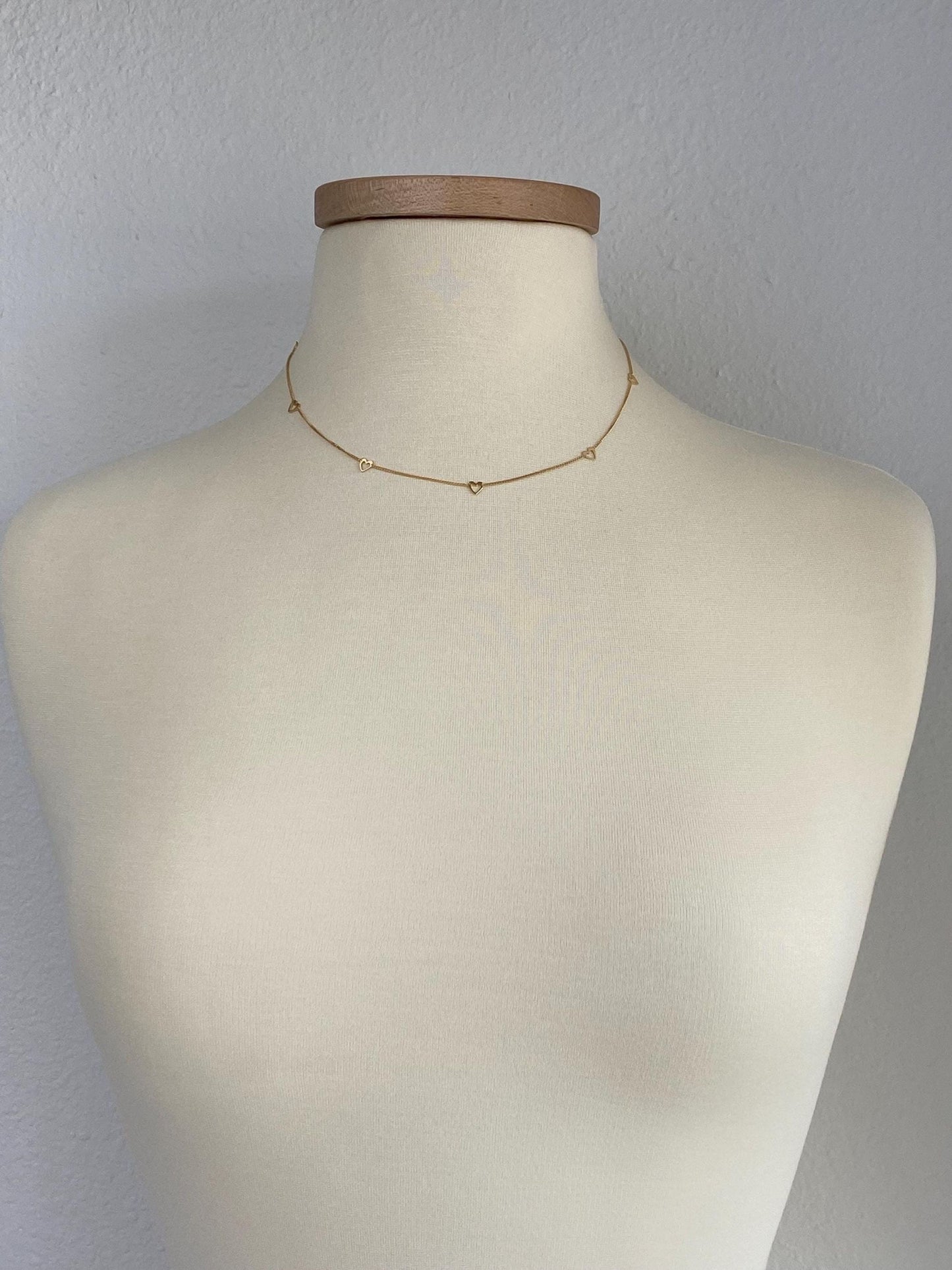 Vintage Solid 14k Yellow Gold Heart Link Tight Curb Chain Necklace - 17.5 inches