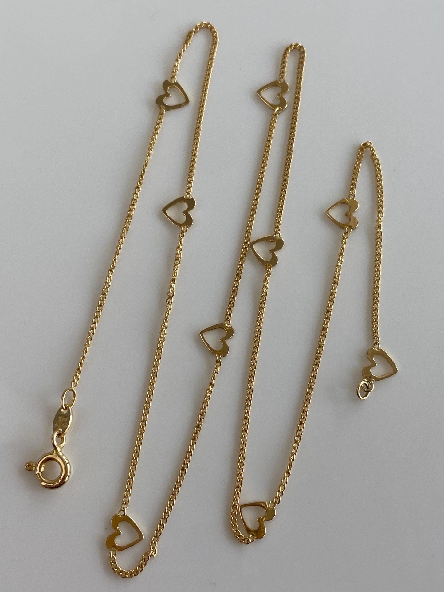 Vintage Solid 14k Yellow Gold Heart Link Tight Curb Chain Necklace - 17.5 inches