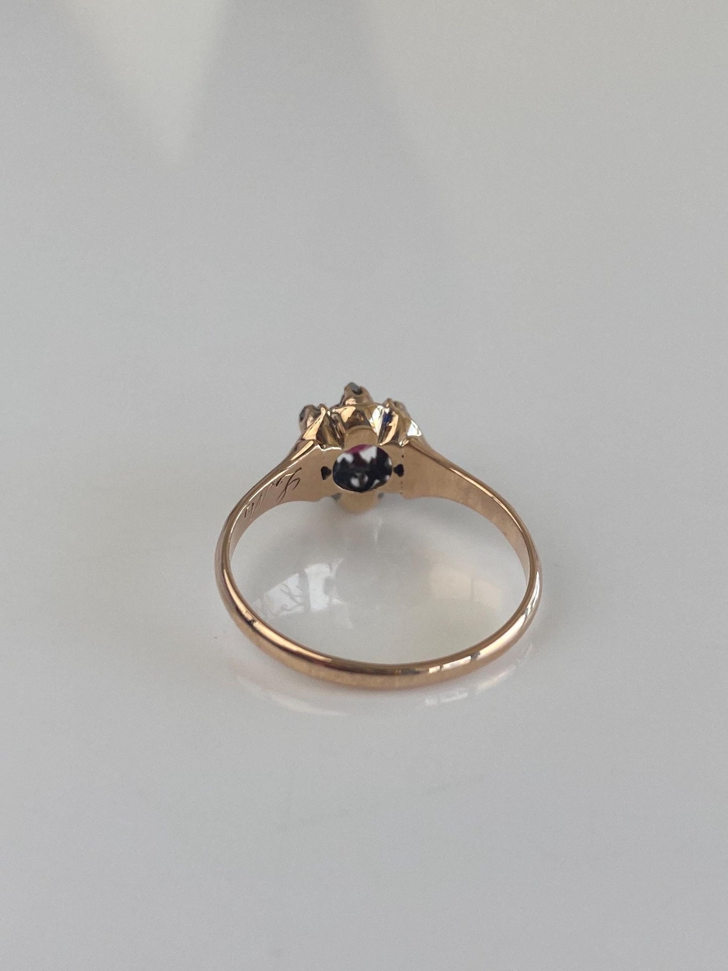 Solid 10k Rosey Gold Diamond Halo Pink Cubic Zirconia Ring - Size 6.5