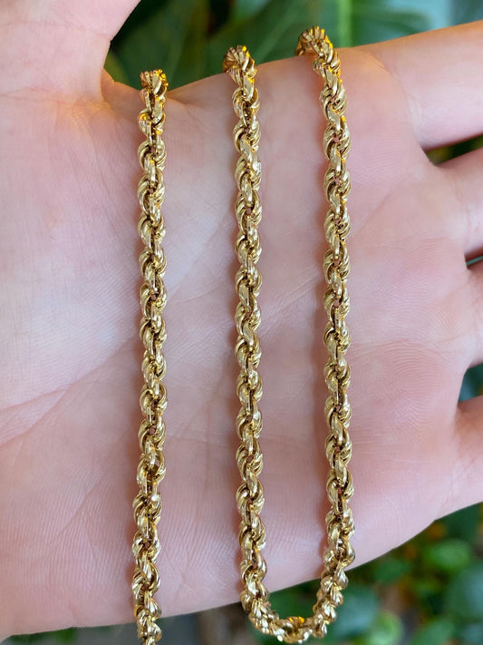Vintage 10k Yellow Gold Rope Chain Necklace - 17 inches