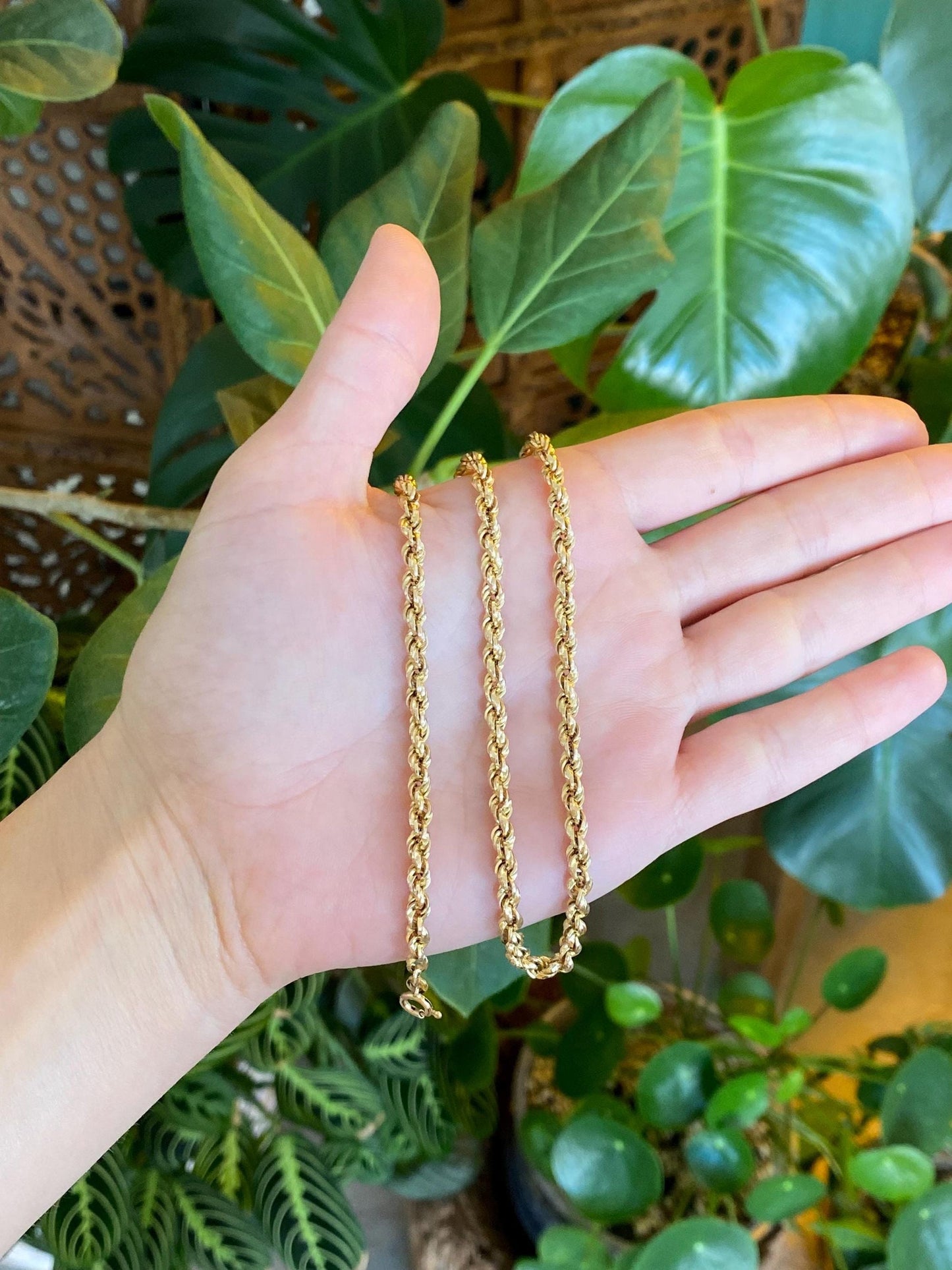 Vintage 10k Yellow Gold Rope Chain Necklace - 17 inches