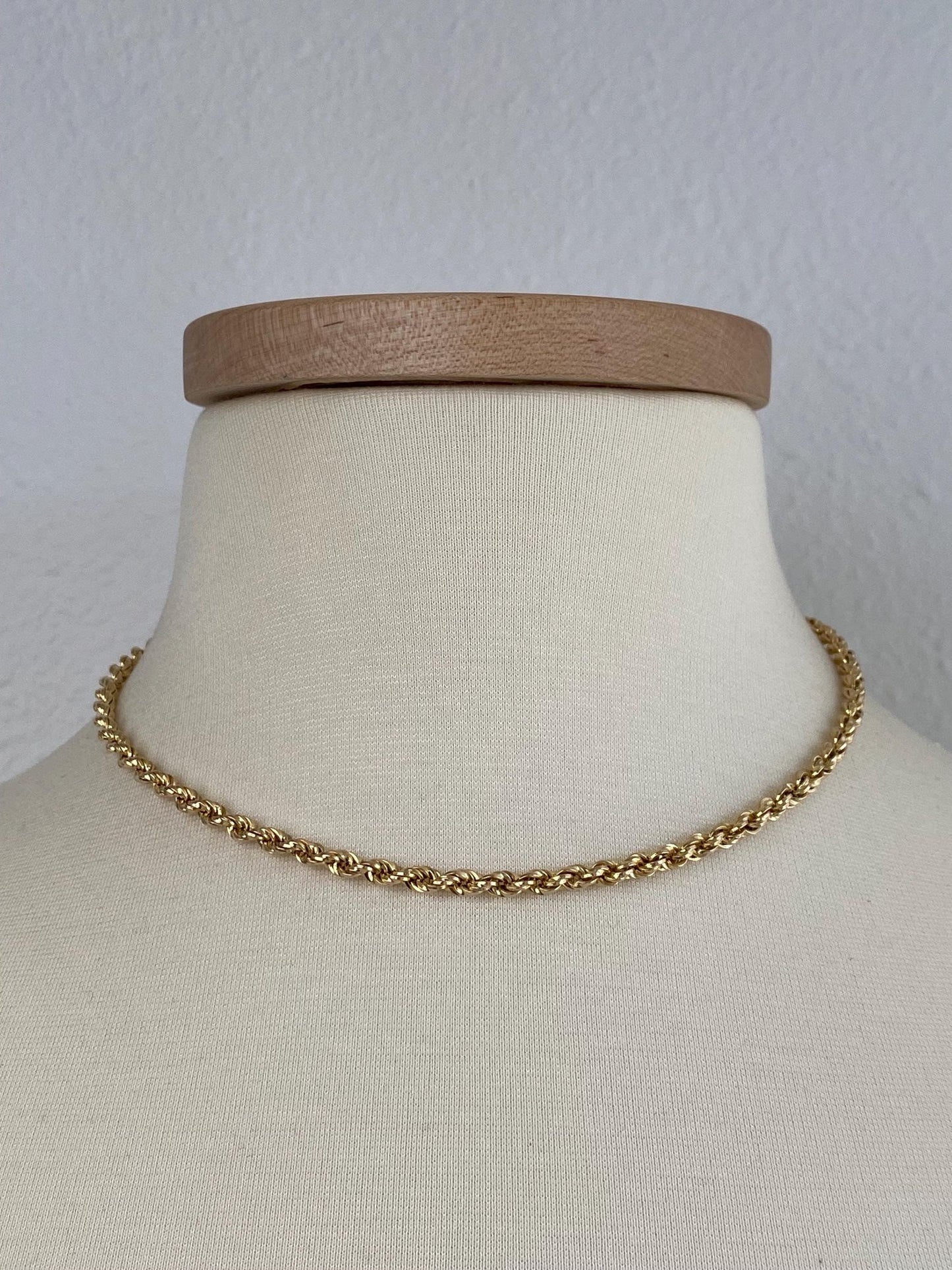 Vintage 10k Yellow Gold Rope Chain Necklace - 17 inches
