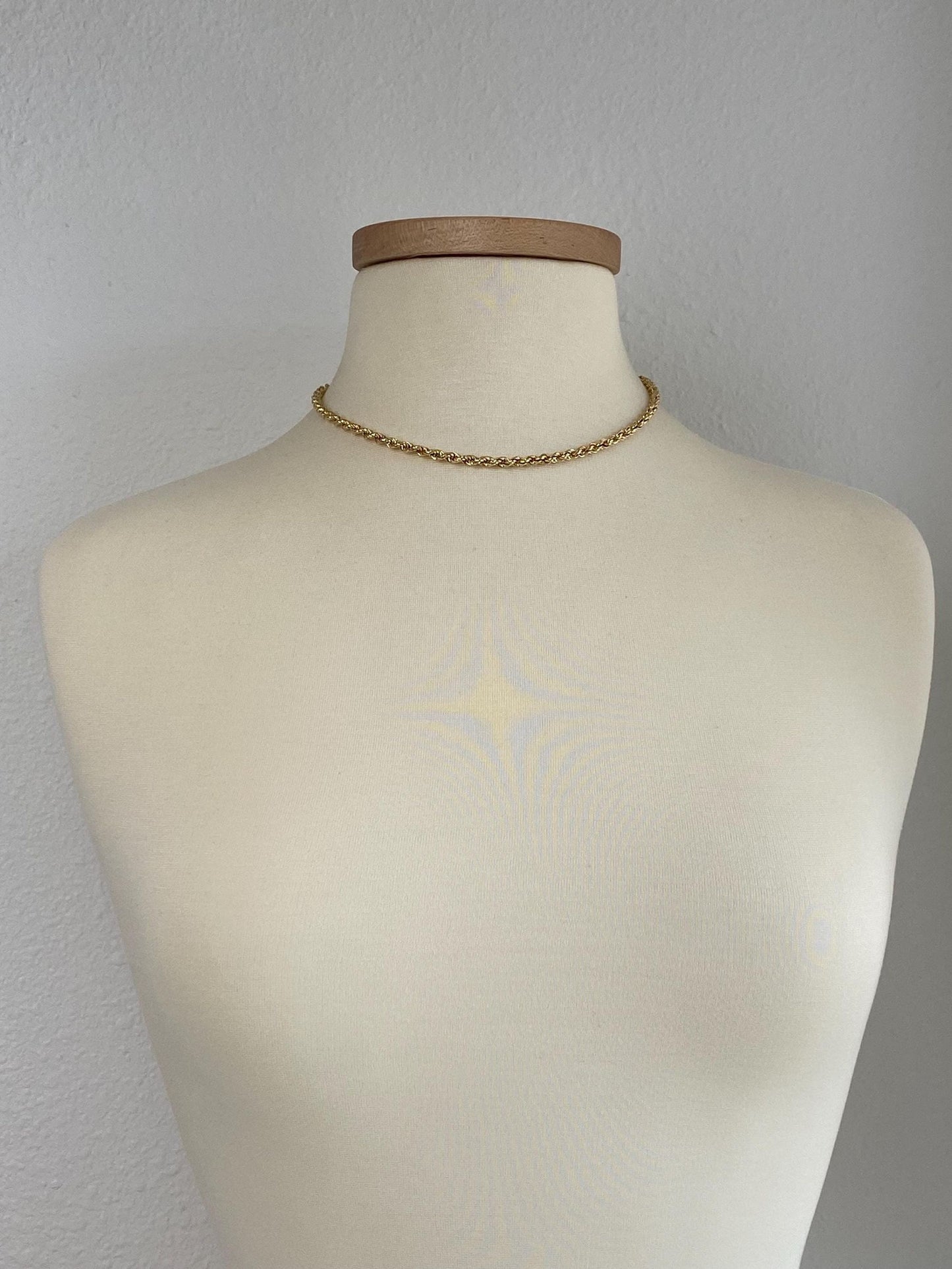 Vintage 10k Yellow Gold Rope Chain Necklace - 17 inches