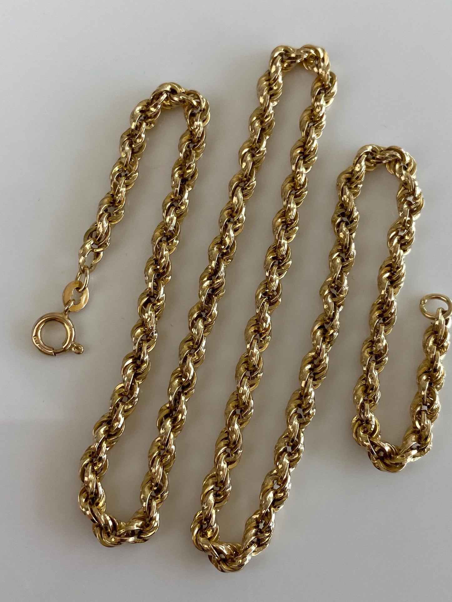 Vintage 10k Yellow Gold Rope Chain Necklace - 17 inches
