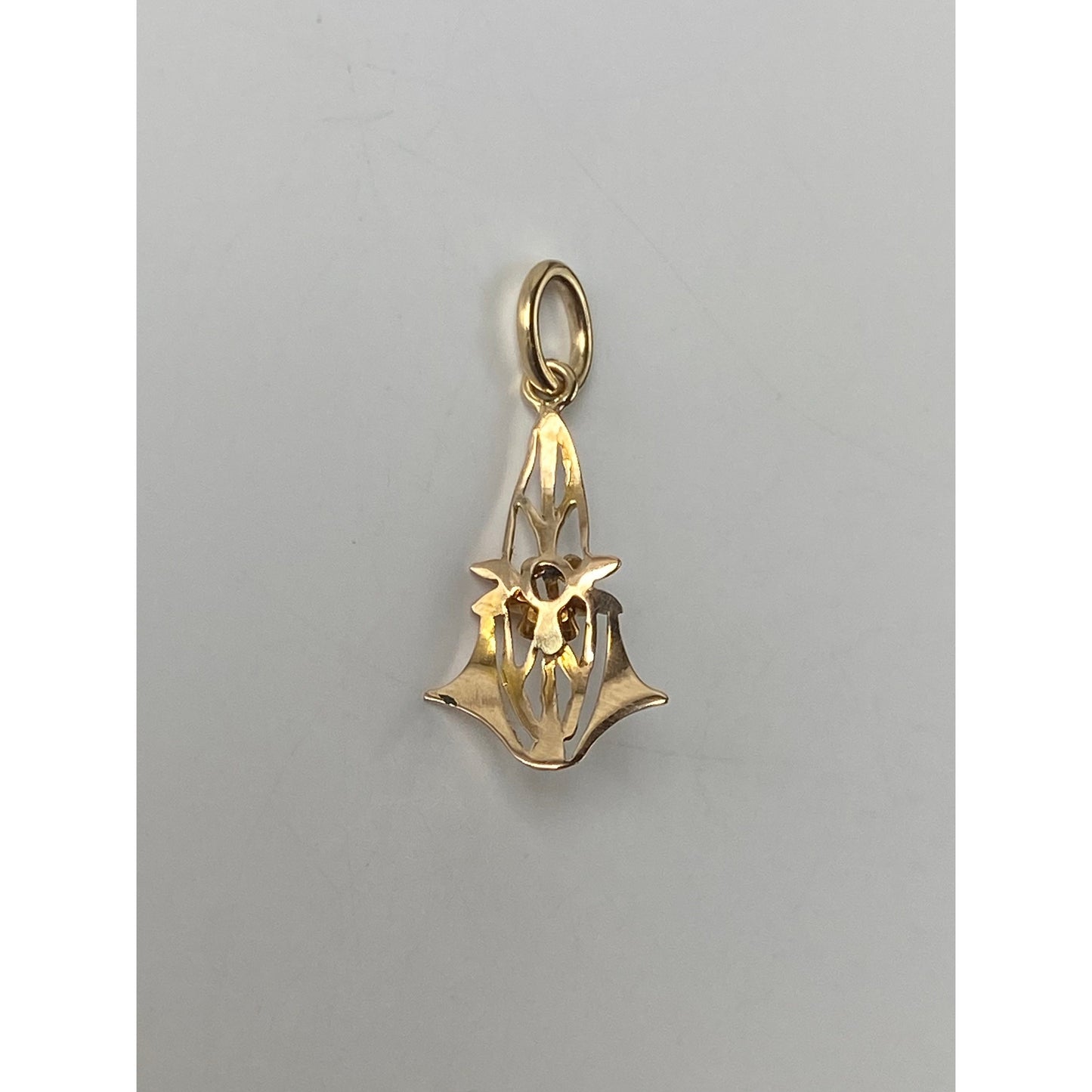 Vintage Solid 10k Yellow Gold Ornate Diamond Stick Pin Conversion Charm