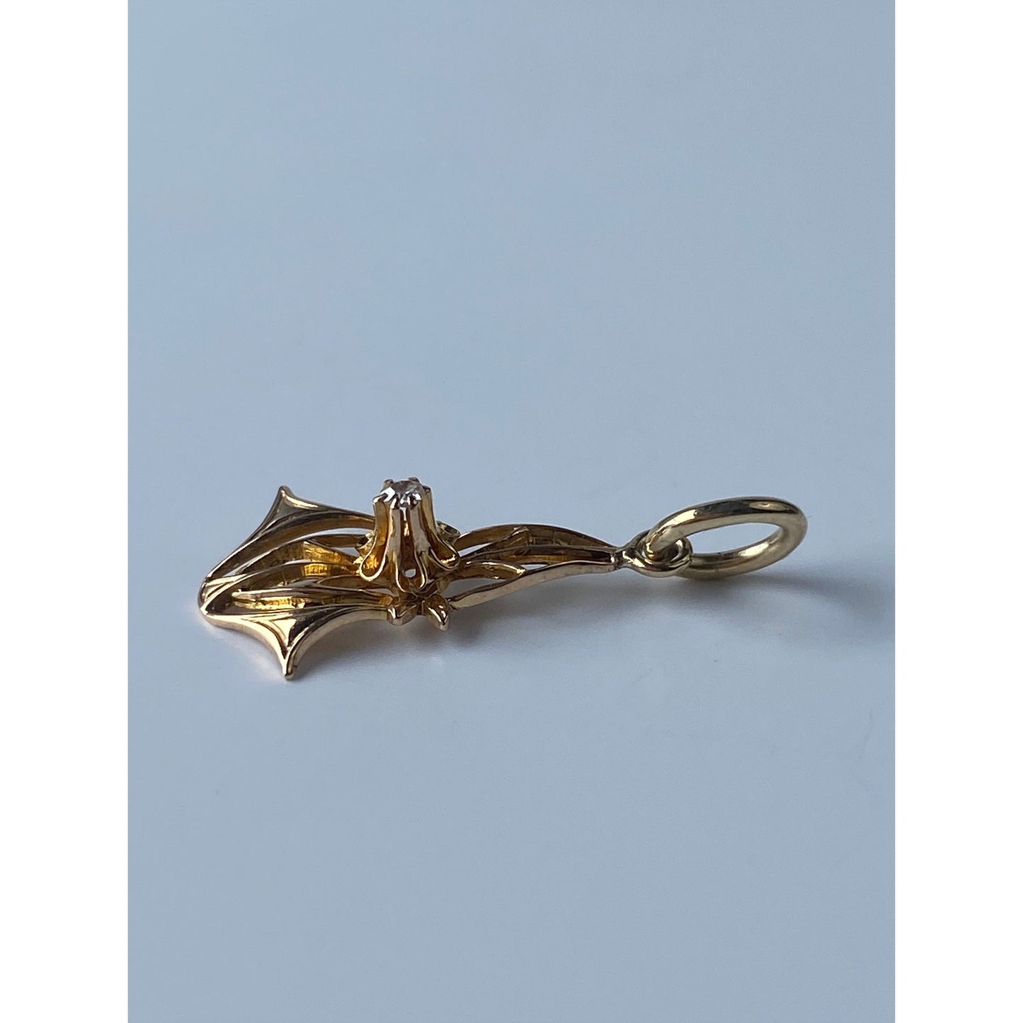 Vintage Solid 10k Yellow Gold Ornate Diamond Stick Pin Conversion Charm