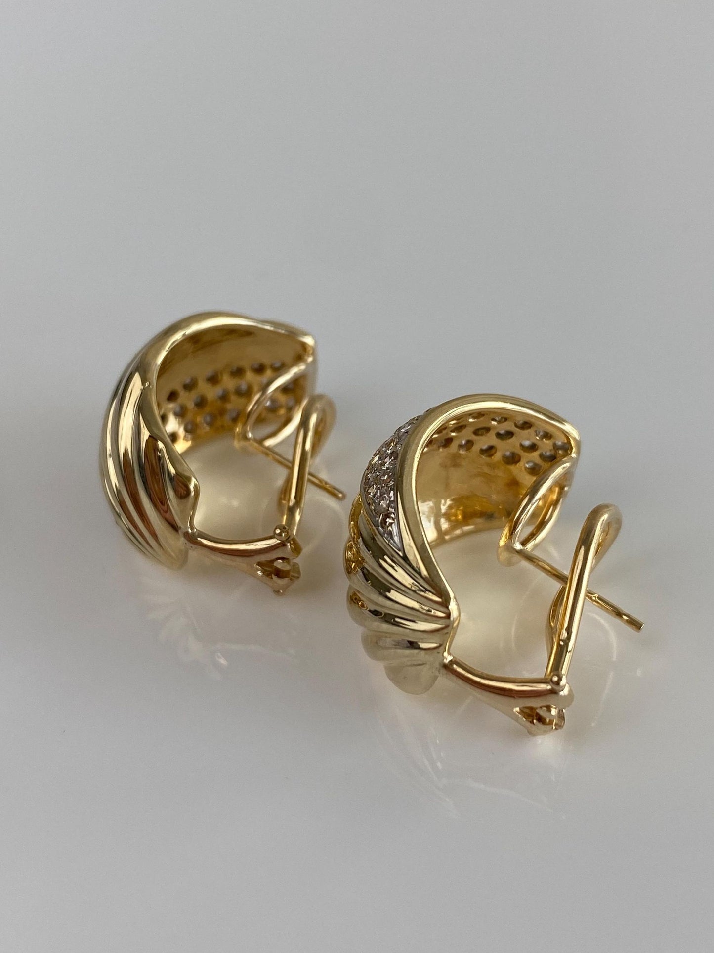 Vintage Solid 14k Yellow Gold Diamond Drop Earrings
