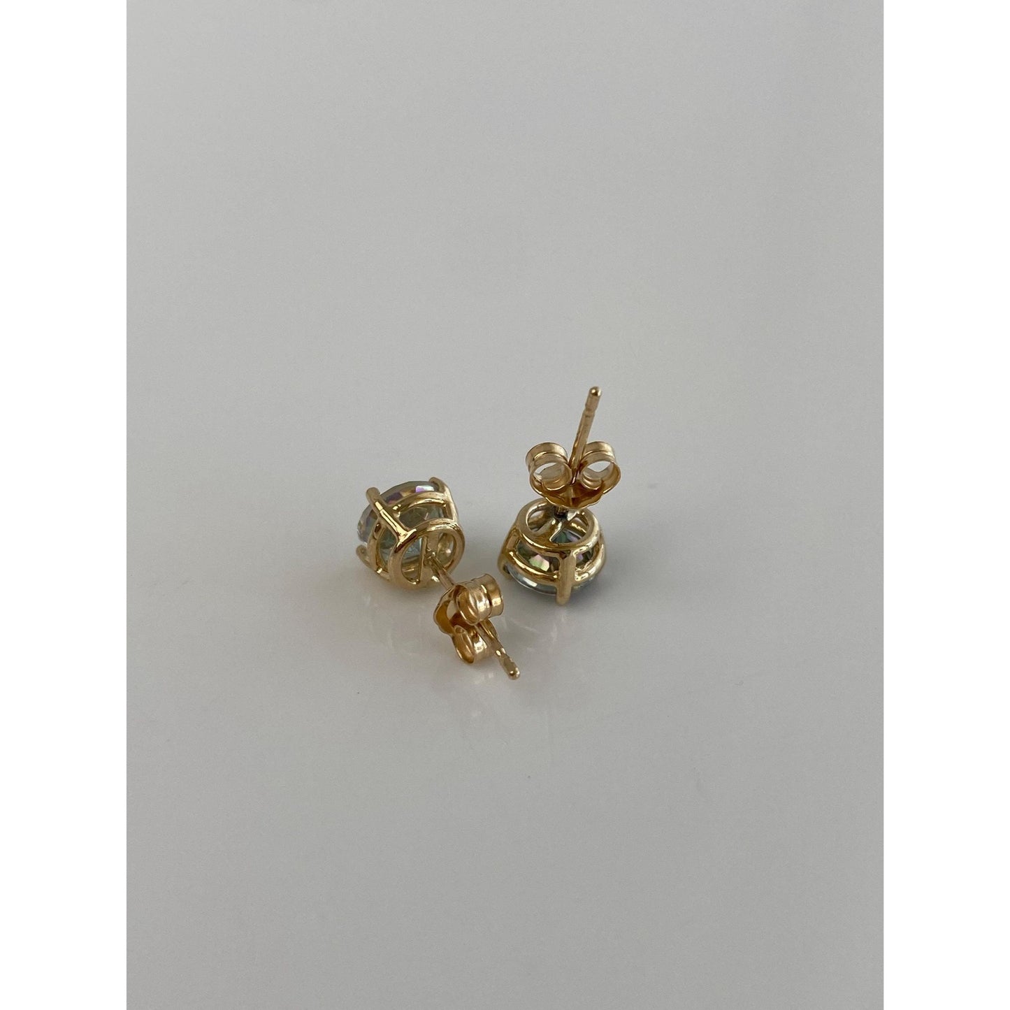 Vintage Solid 14k Yellow Gold Mystic Topaz Stud Earrings