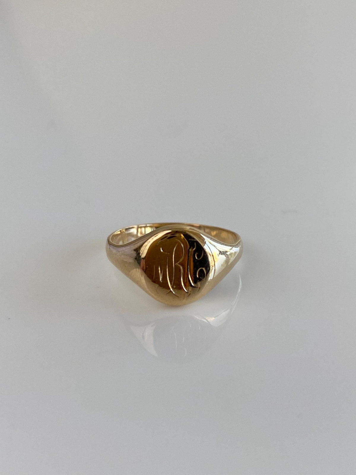 Vintage Solid 10k Yellow Gold Monogram Signet Ring - Size 5
