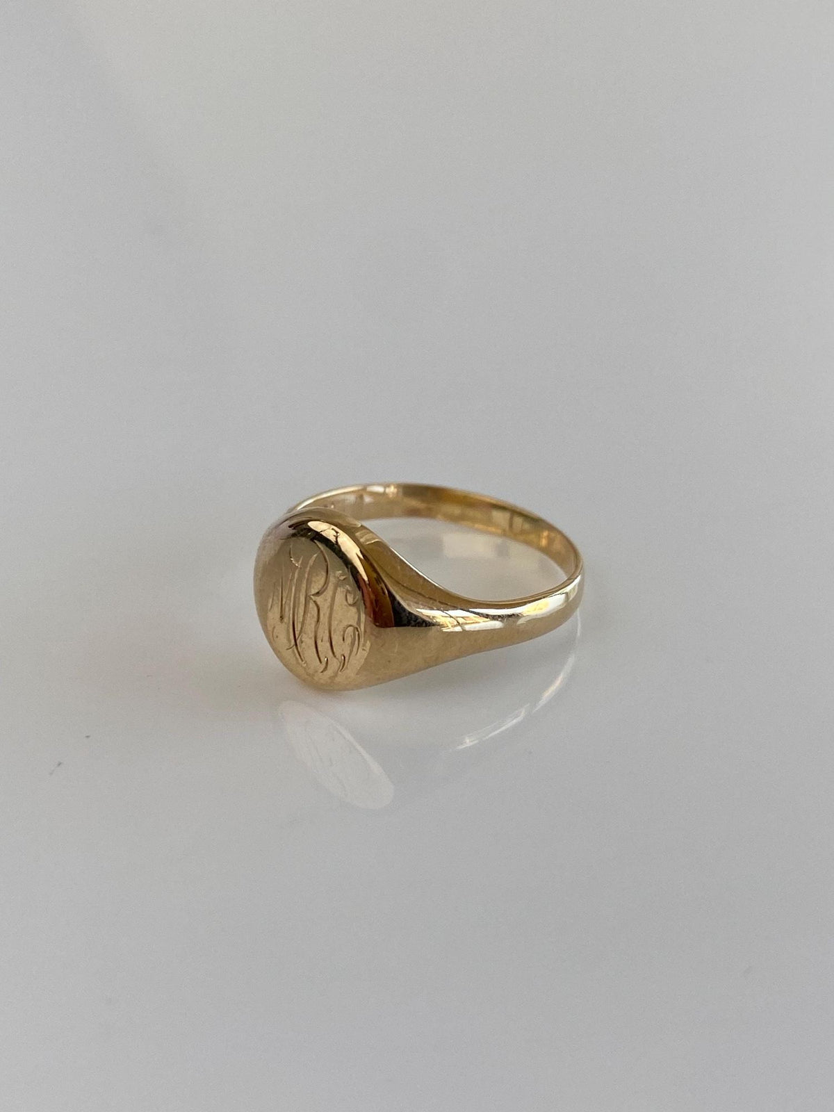Vintage Solid 10k Yellow Gold Monogram Signet Ring - Size 5