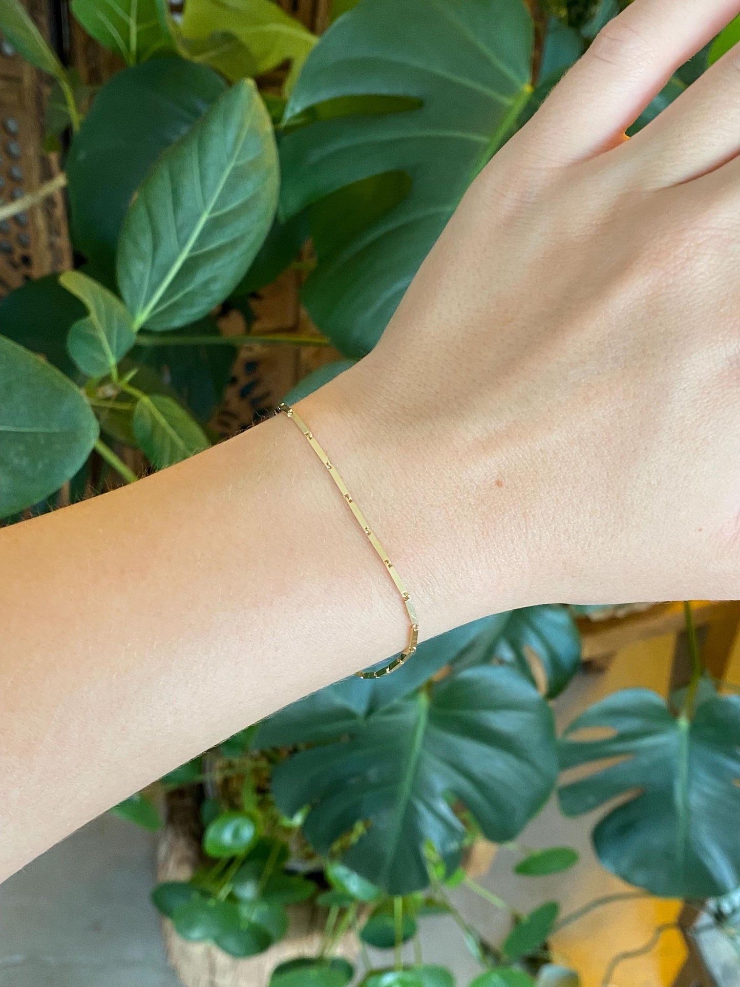 Vintage Solid 14k Yellow Gold Link Chain Bracelet - 7 inches