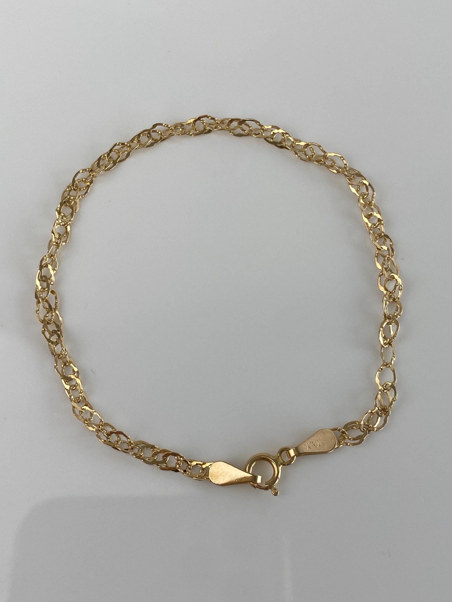 Vintage Solid 14k Yellow Gold Twist Chain Bracelet - 7.5 inches