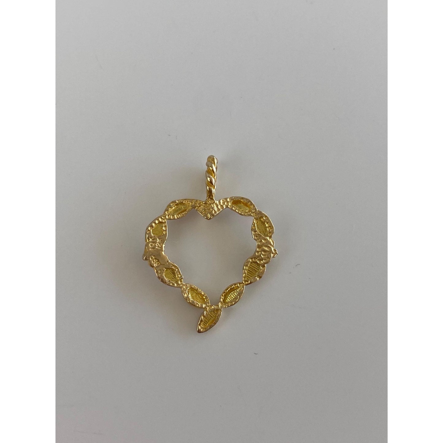 Vintage Solid 10k Rose & Yellow Gold Leaves Heart Charm