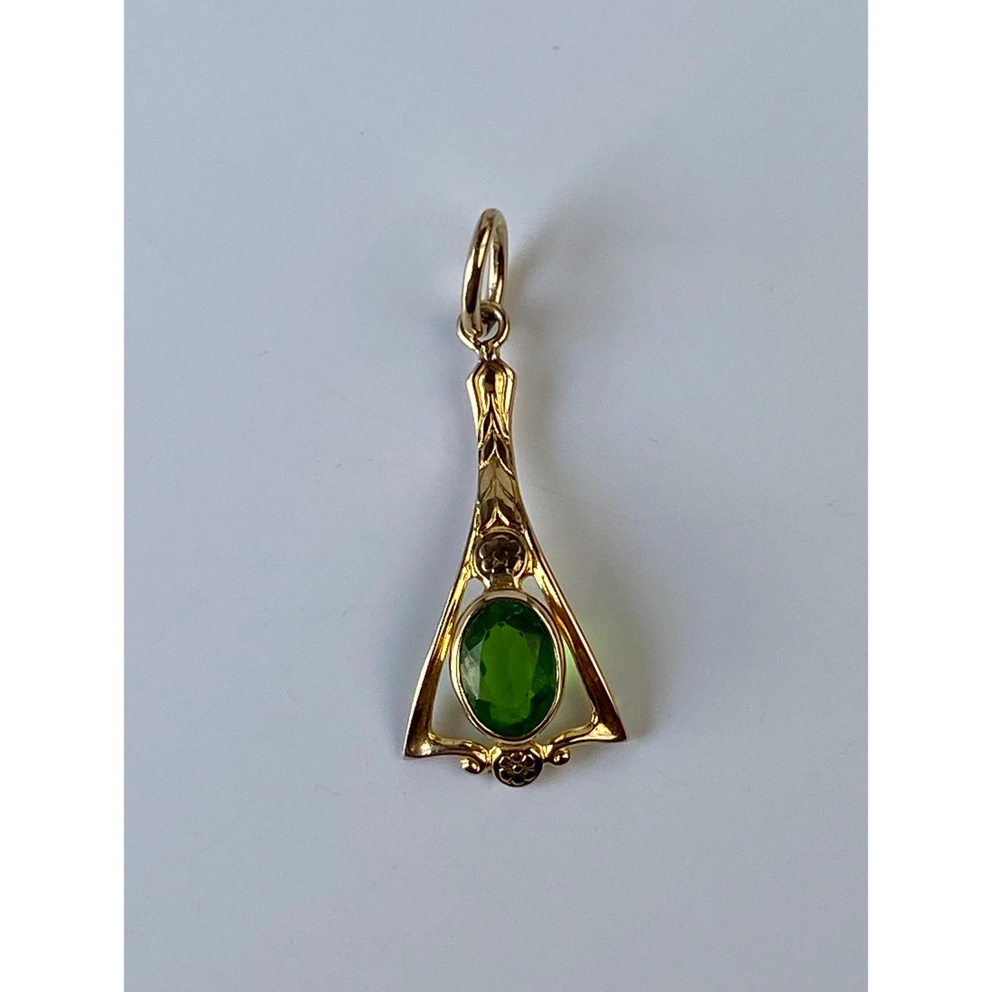 Vintage Solid 14k Yellow Gold Green Cubic Zirconia Stick Pin Conversion Charm