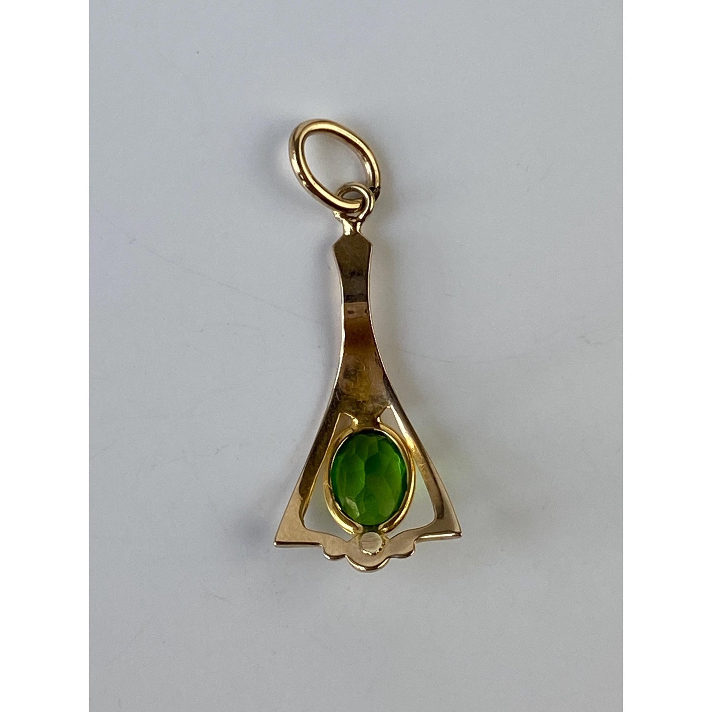 Vintage Solid 14k Yellow Gold Green Cubic Zirconia Stick Pin Conversion Charm