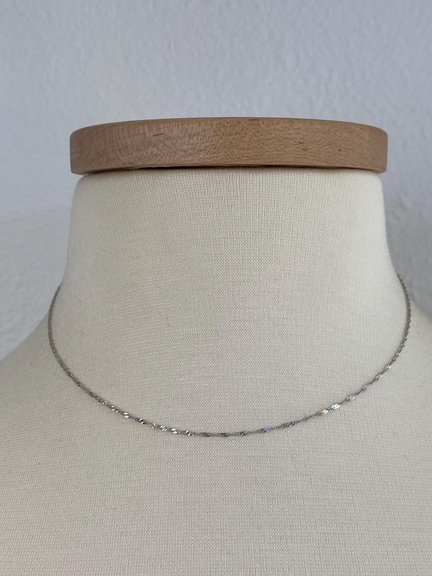 Vintage Solid 14k White Gold Twist Chain Necklace - 16 inches