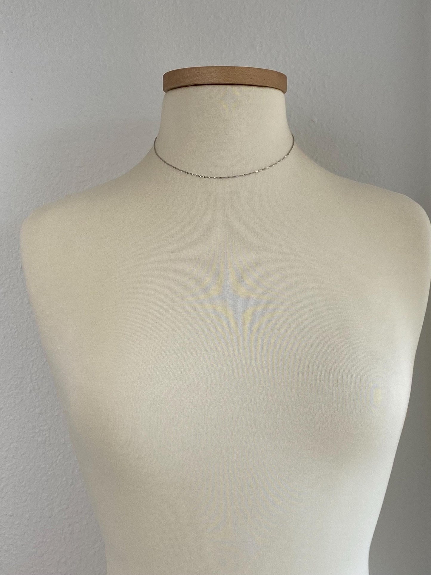 Vintage Solid 14k White Gold Twist Chain Necklace - 16 inches
