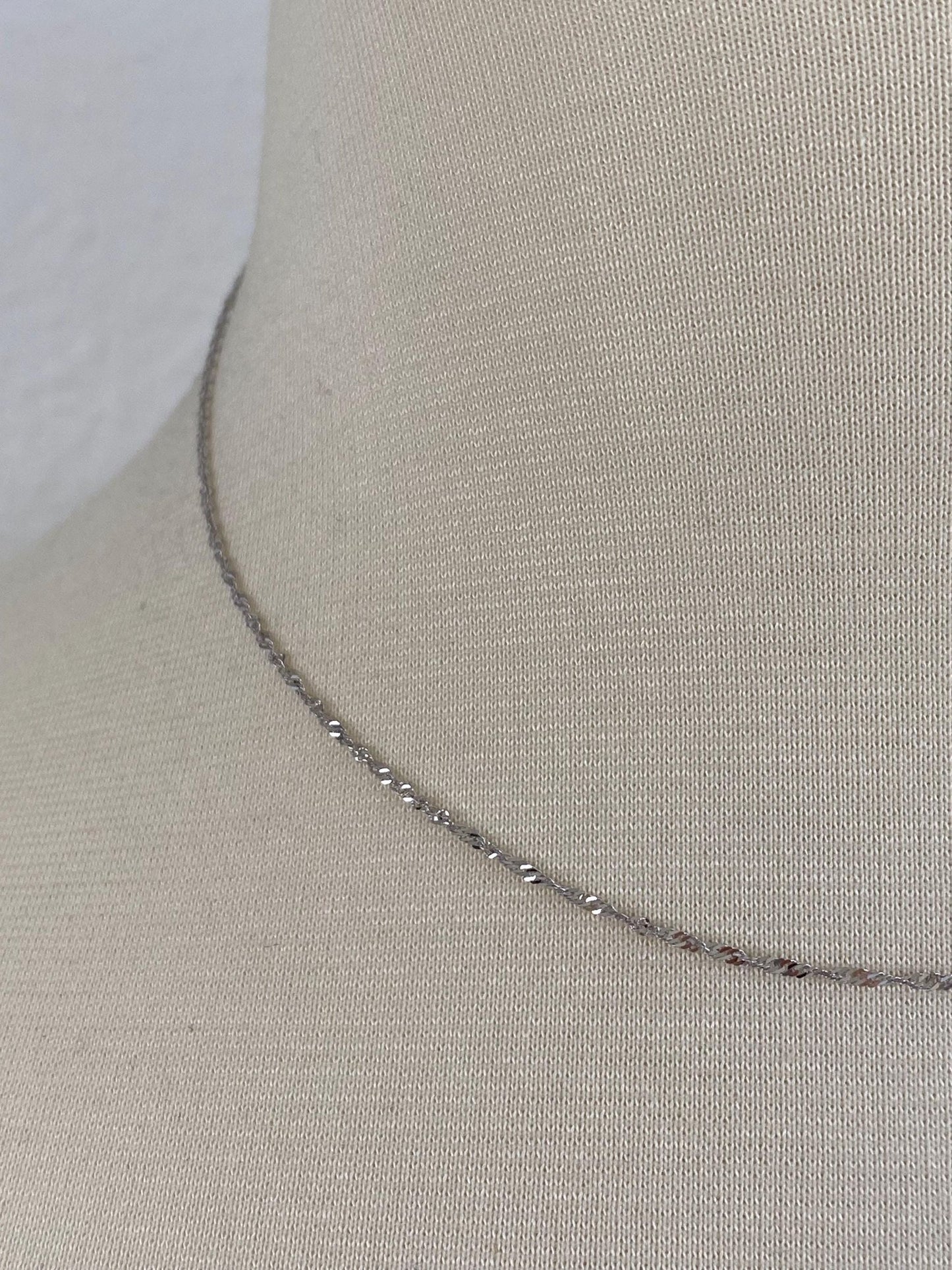 Vintage Solid 14k White Gold Twist Chain Necklace - 16 inches
