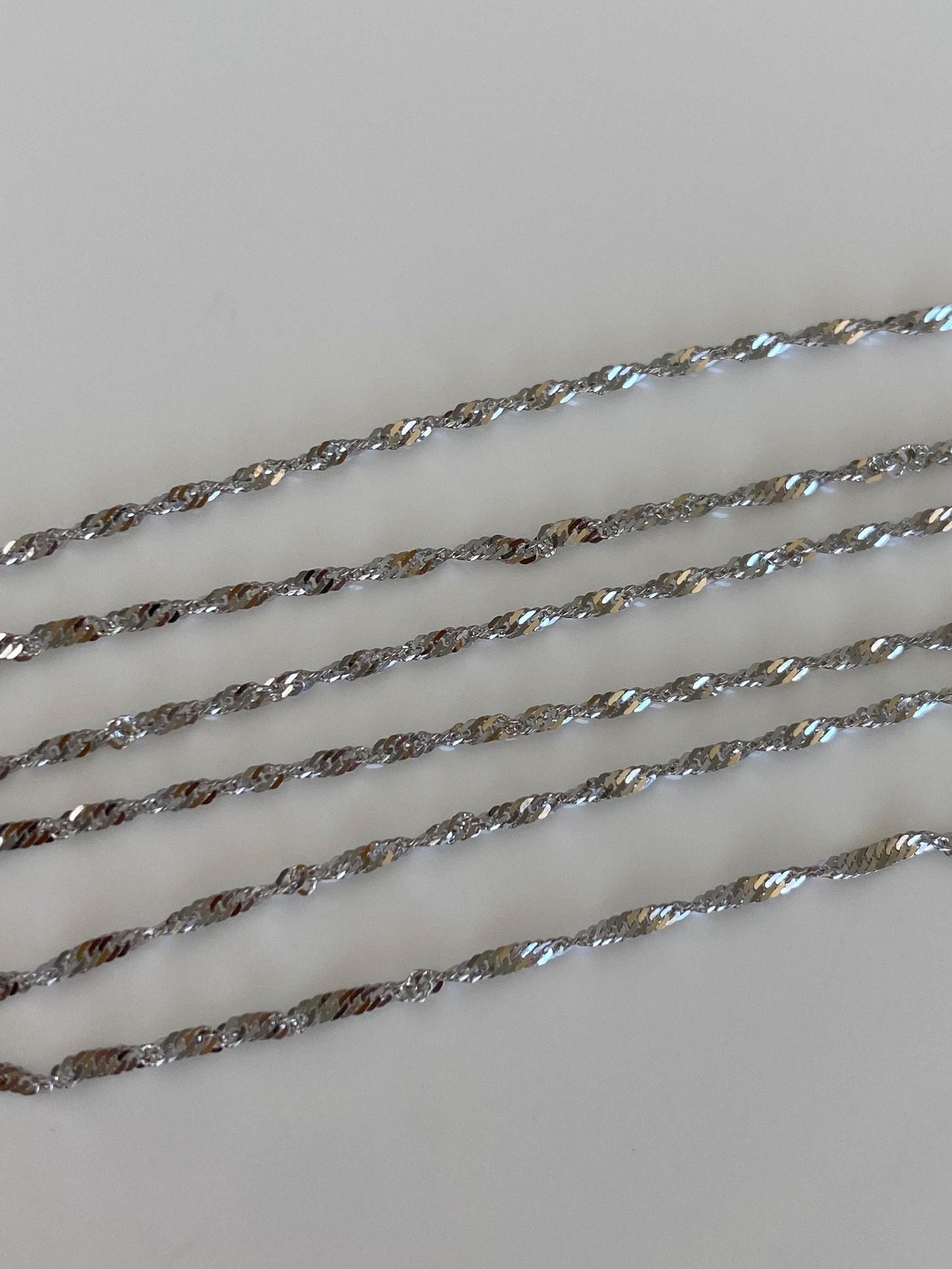 Vintage Solid 14k White Gold Twist Chain Necklace - 16 inches