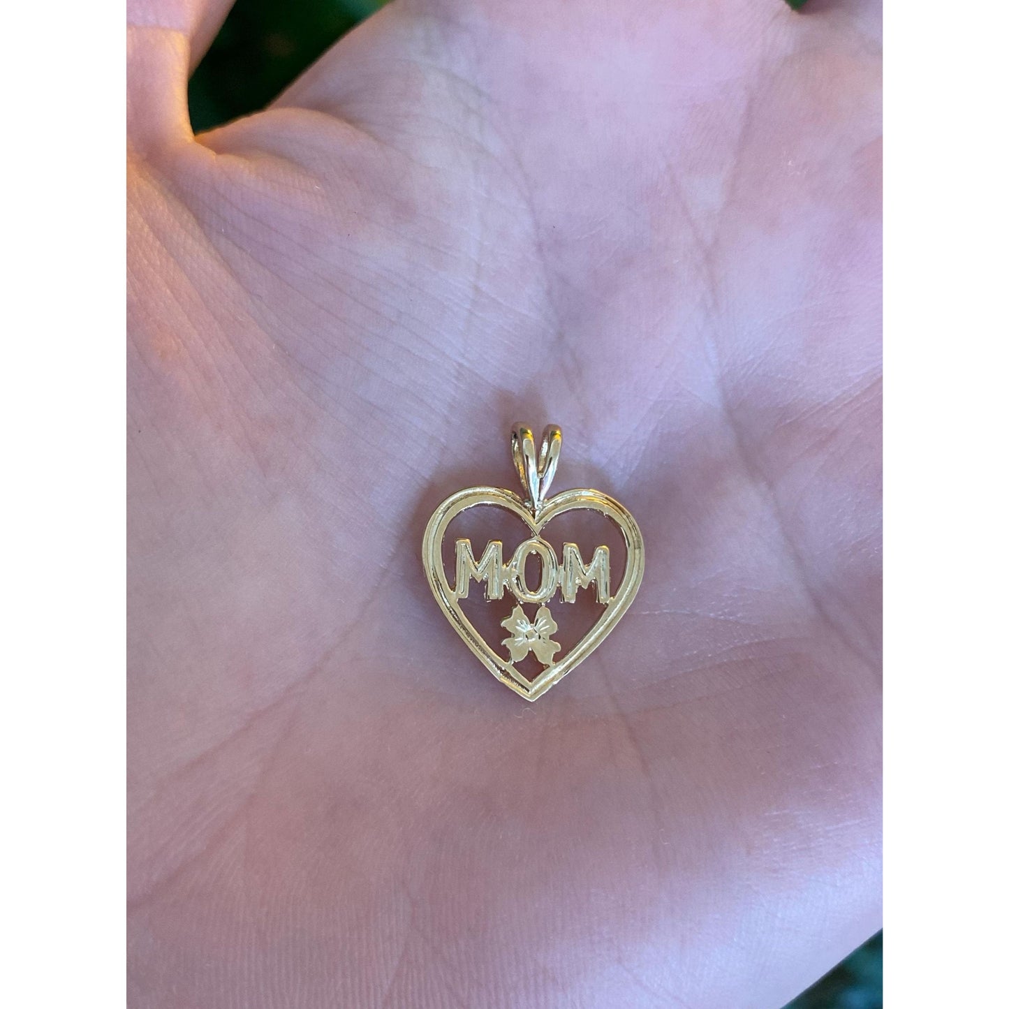 Solid 10k Yellow Gold Mom Heart Charm