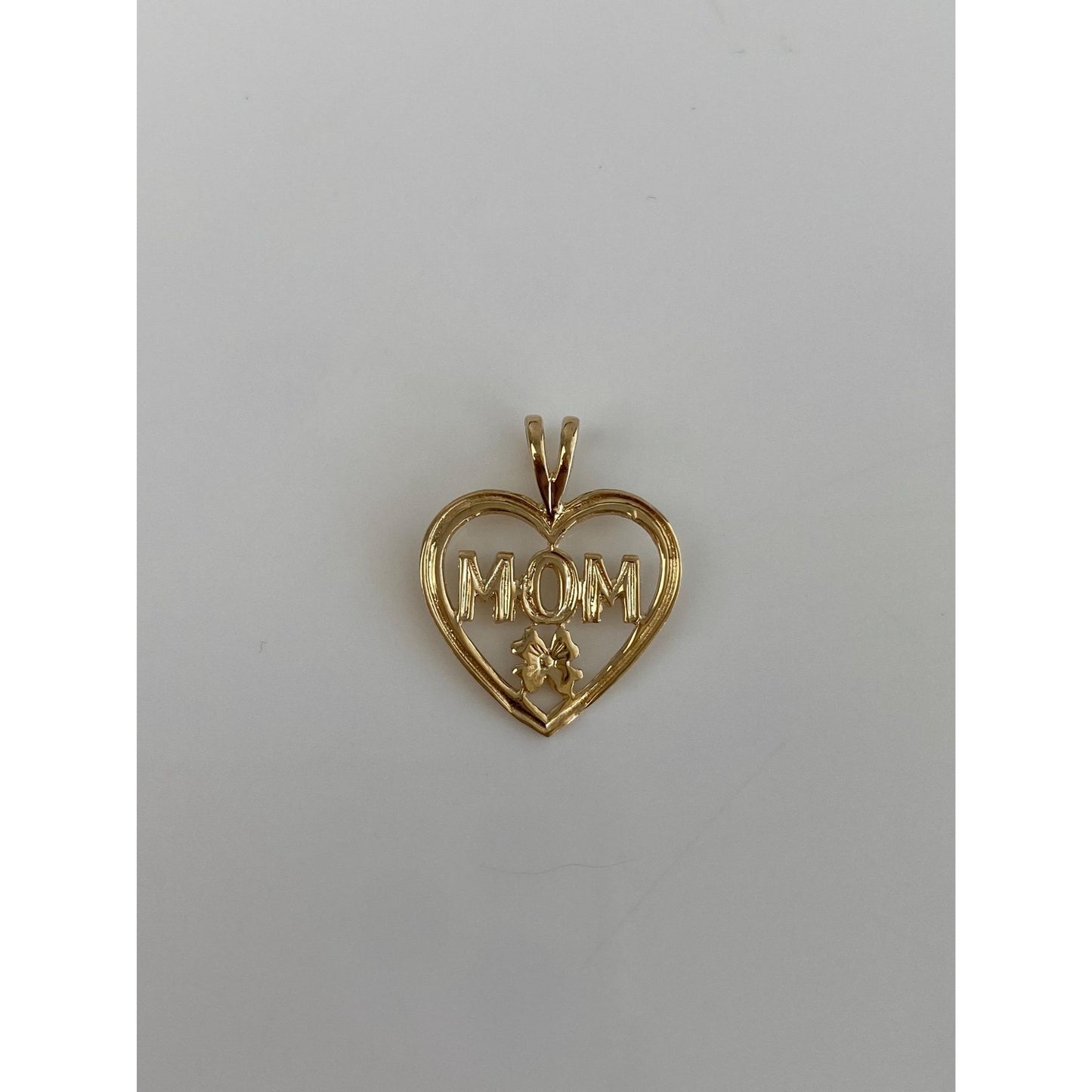 Solid 10k Yellow Gold Mom Heart Charm