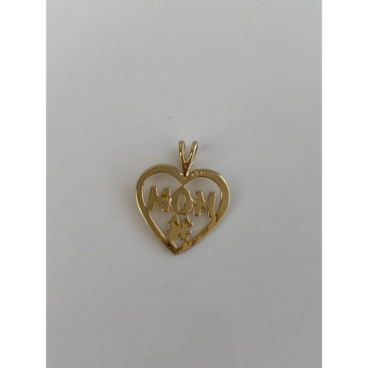 Solid 10k Yellow Gold Mom Heart Charm