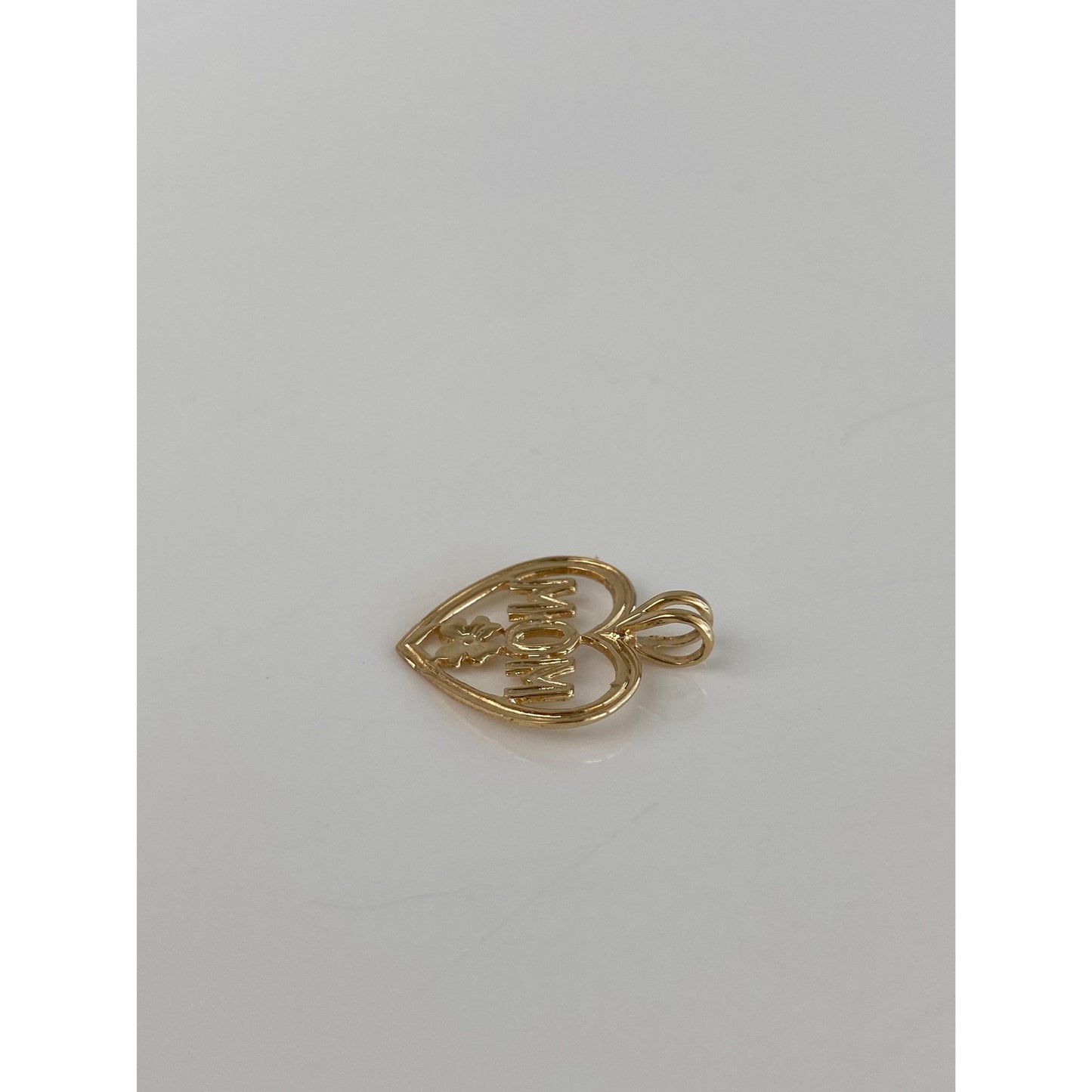 Solid 10k Yellow Gold Mom Heart Charm