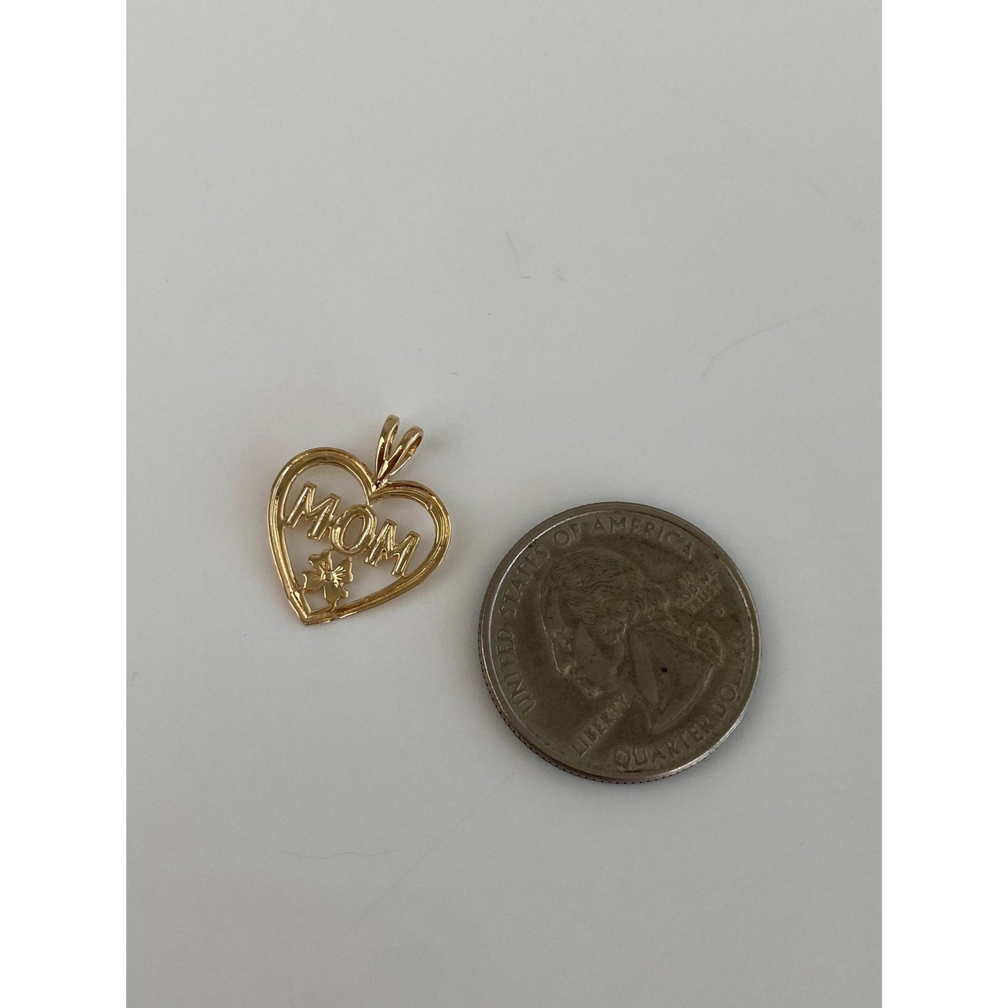 Solid 10k Yellow Gold Mom Heart Charm