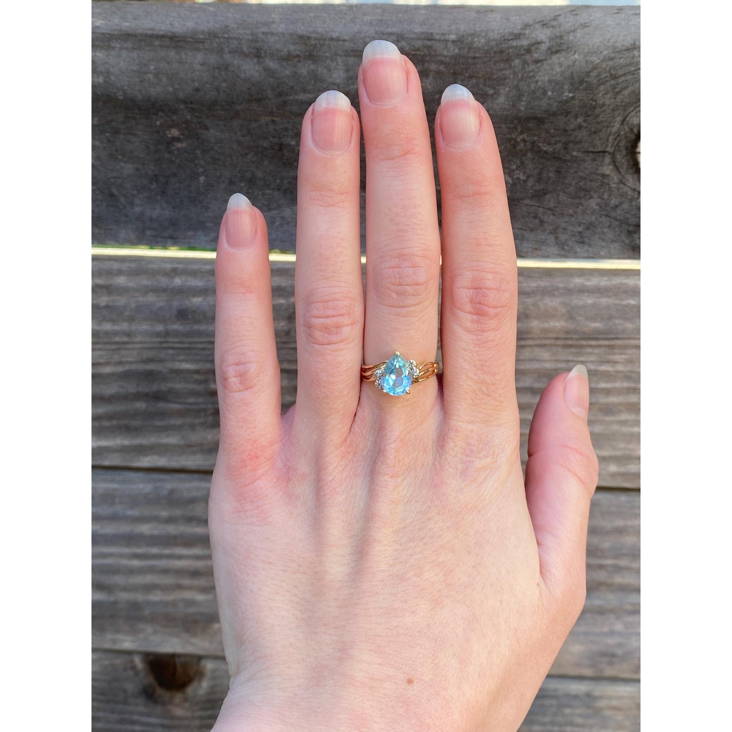 Vintage Solid 10k Yellow Gold Diamond Topaz Ring - Size 6.5