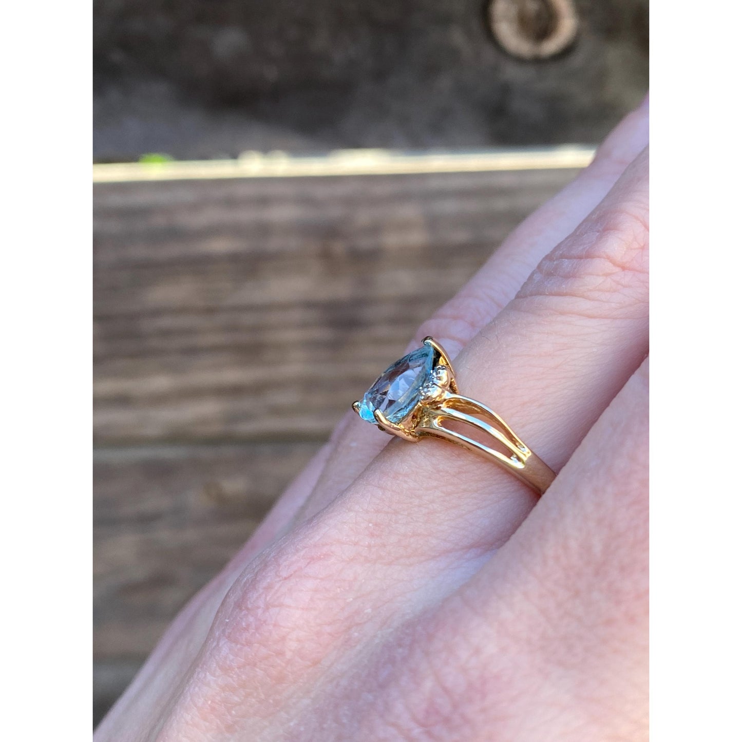 Vintage Solid 10k Yellow Gold Diamond Topaz Ring - Size 6.5