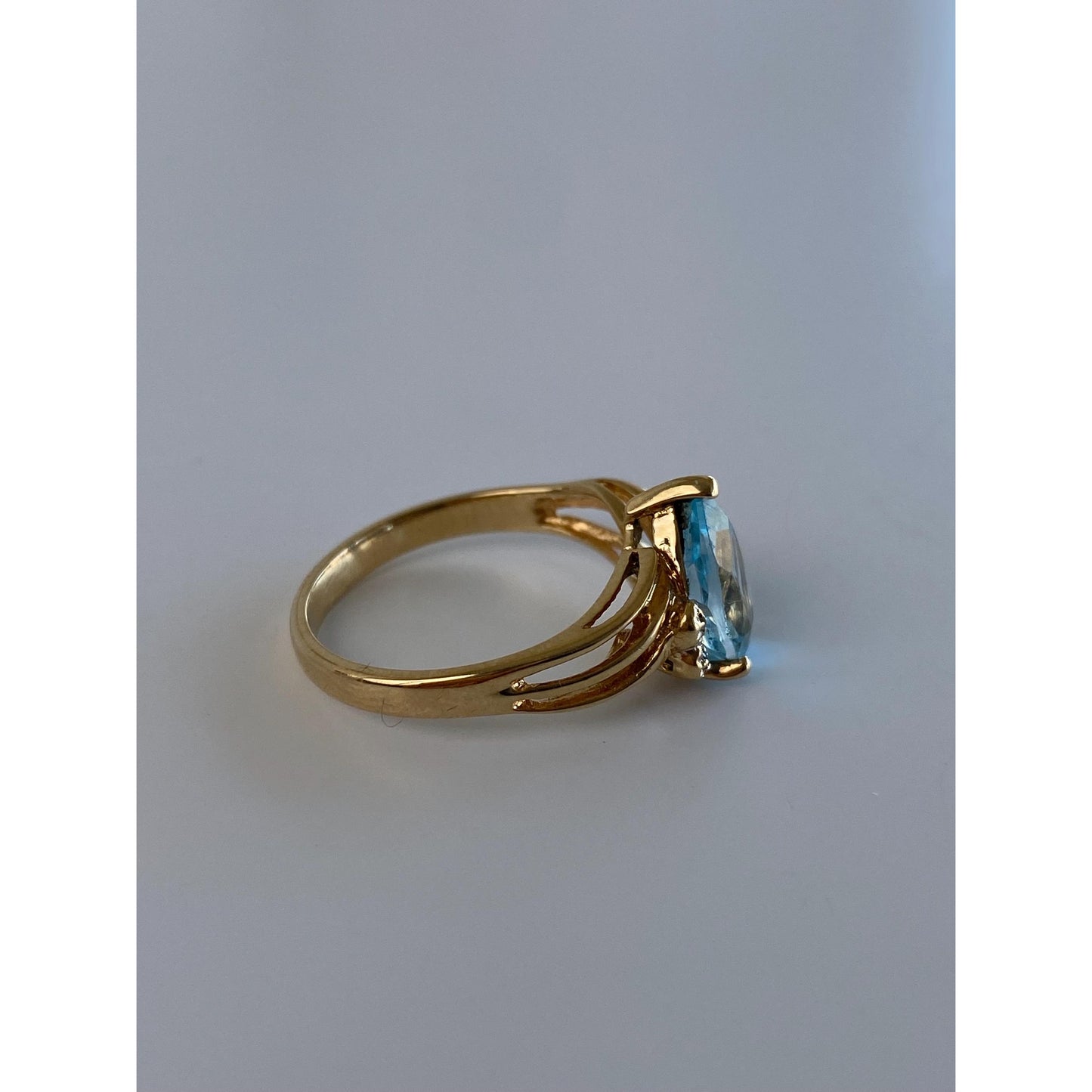 Vintage Solid 10k Yellow Gold Diamond Topaz Ring - Size 6.5