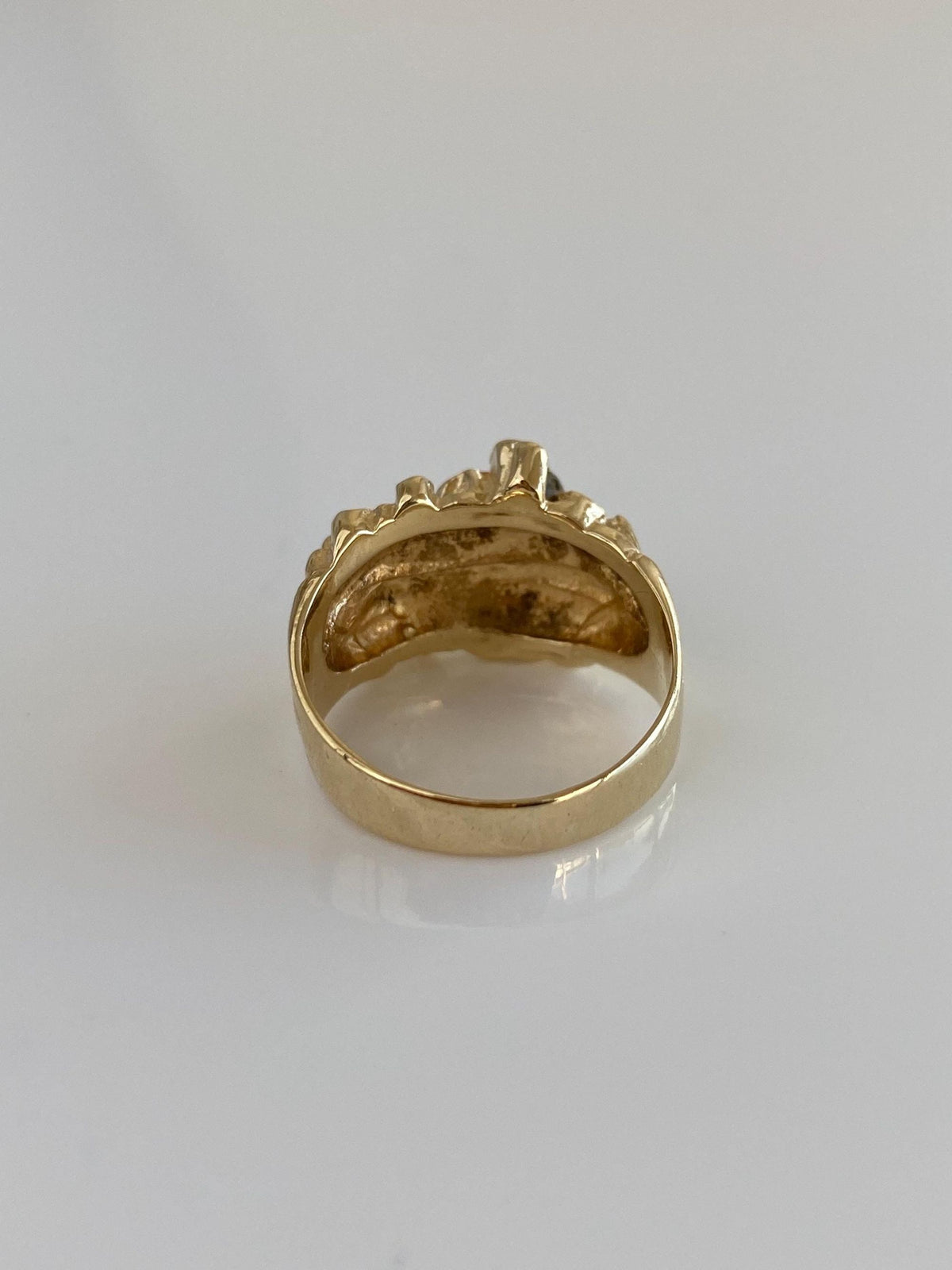 Vintage Solid 14k Yellow Gold Diamond Cut Nugget Texture Ring - Size 5.5-5.75
