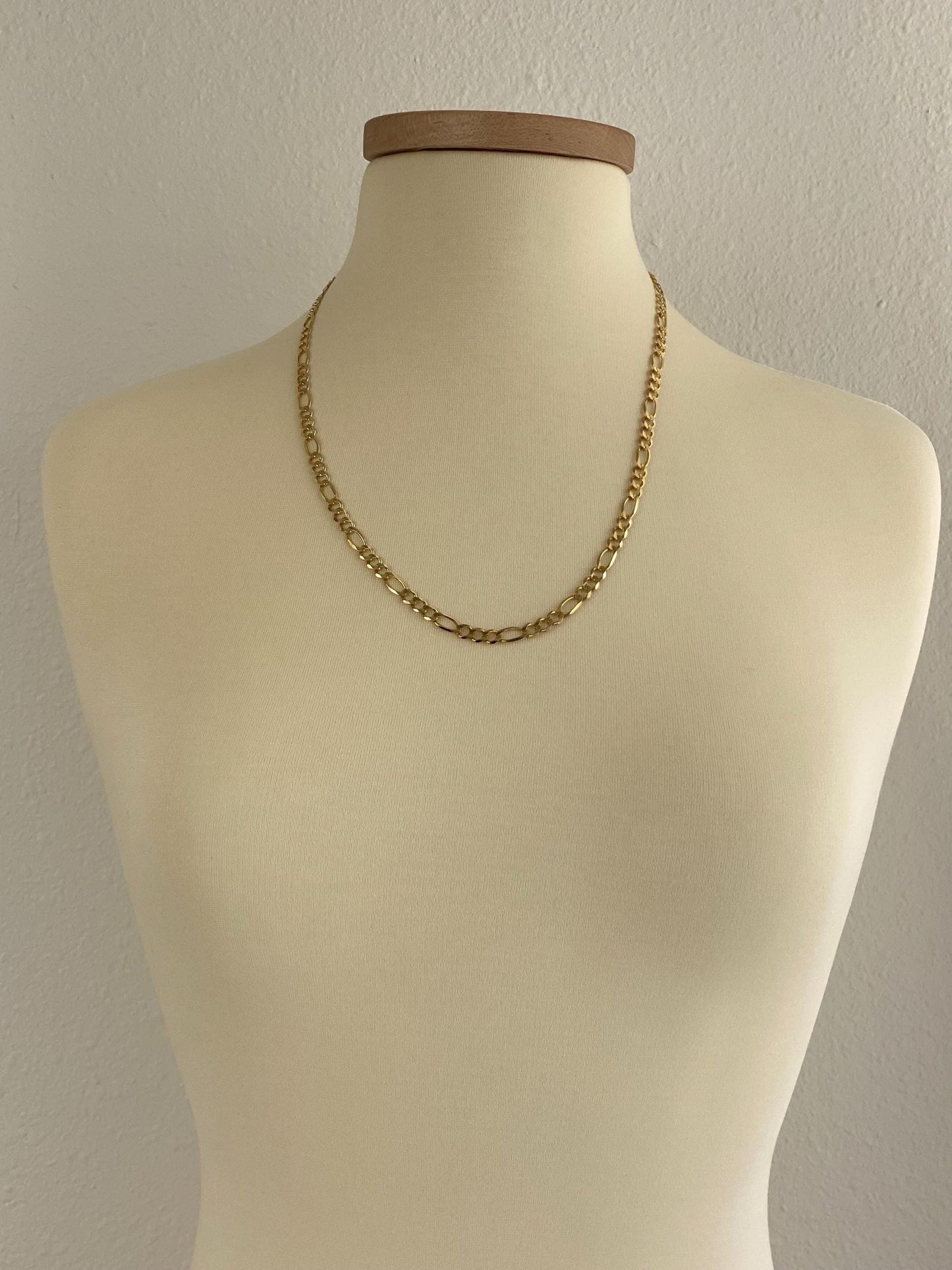 Vintage Solid 14k Yellow Gold Chunky Figaro Chain Necklace - 24 inches
