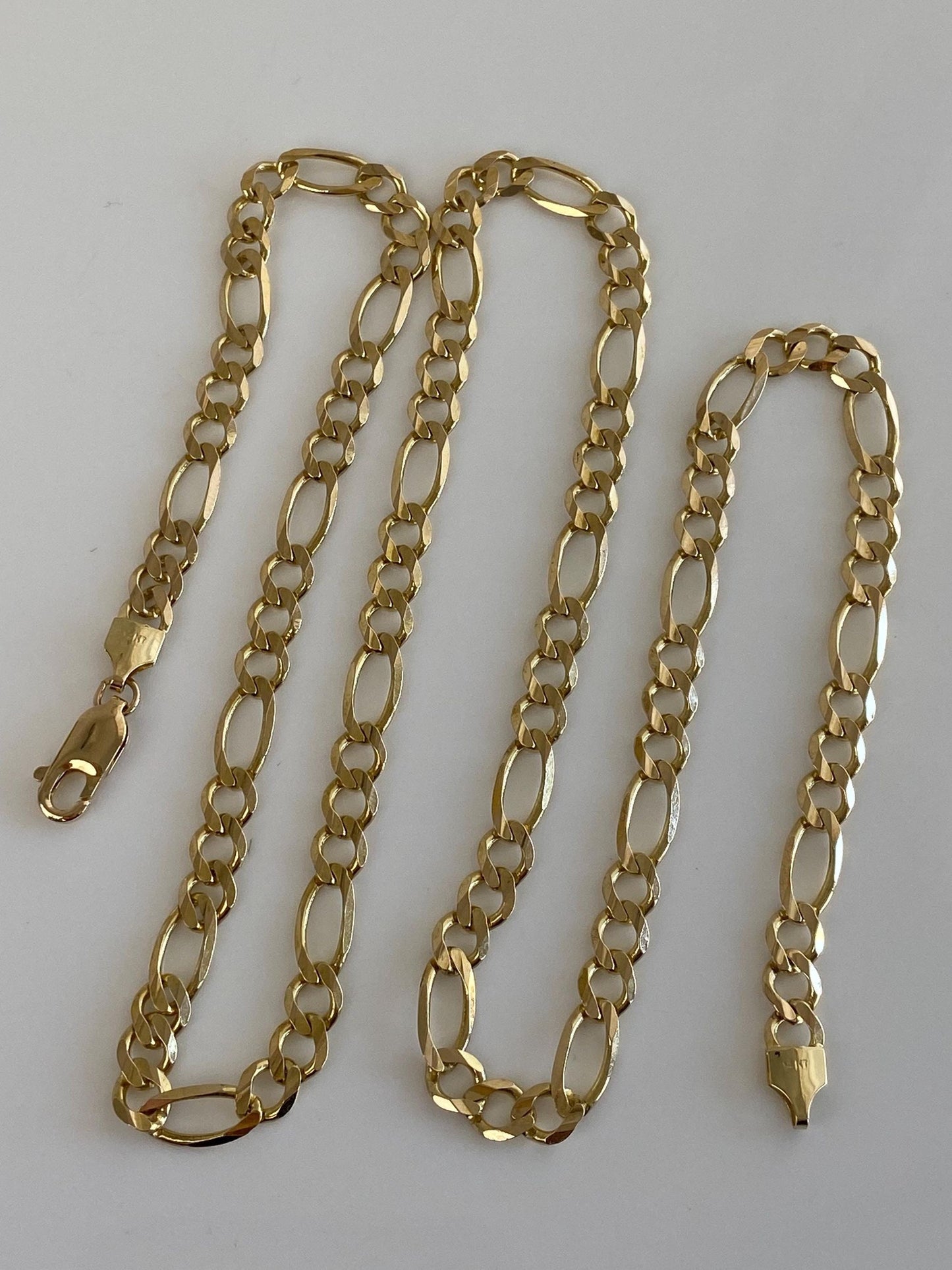 Vintage Solid 14k Yellow Gold Chunky Figaro Chain Necklace - 24 inches